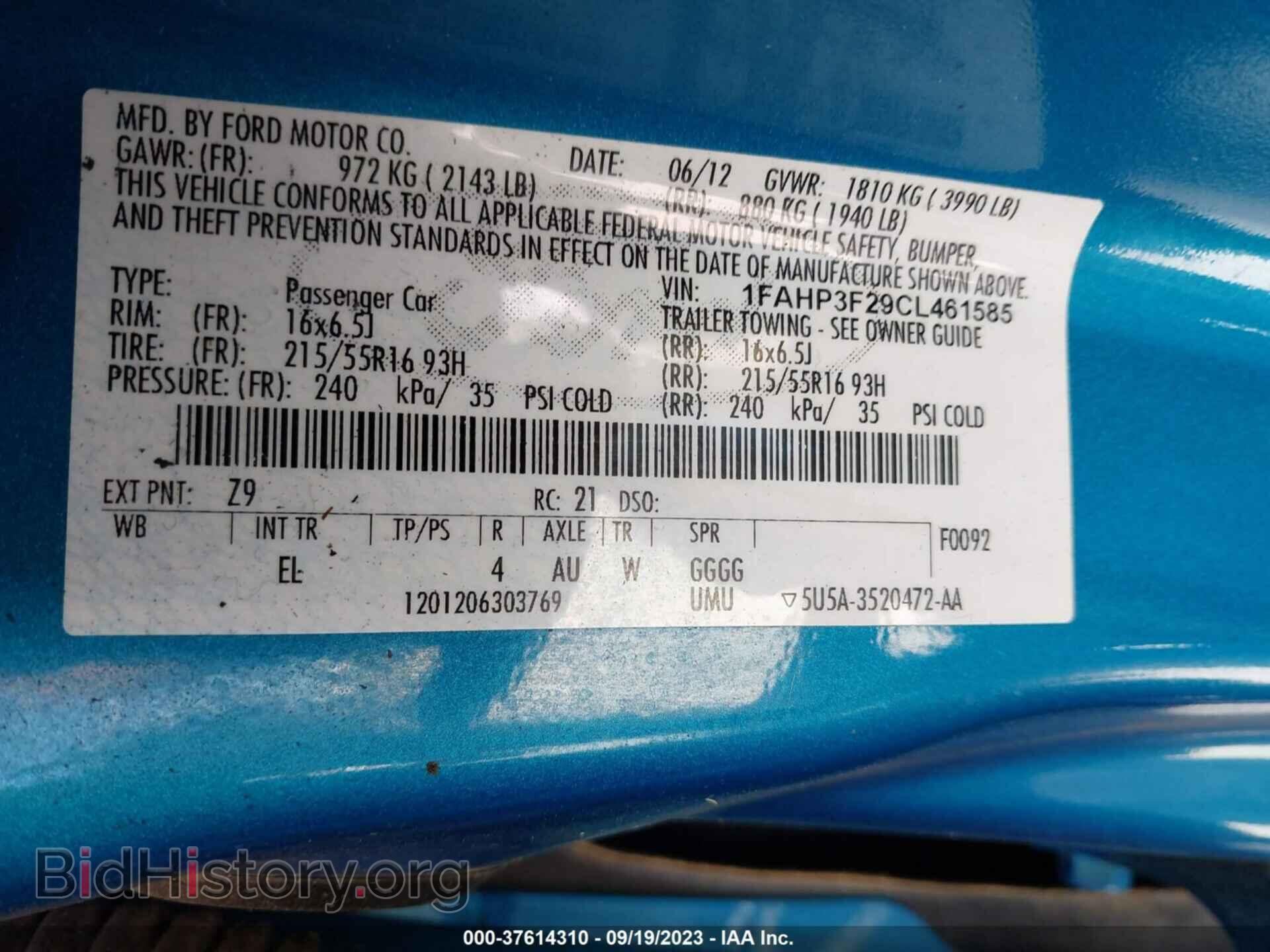 2012 FORD FOCUS - VIN: 1FAHP3F29CL461585 - Photo 9