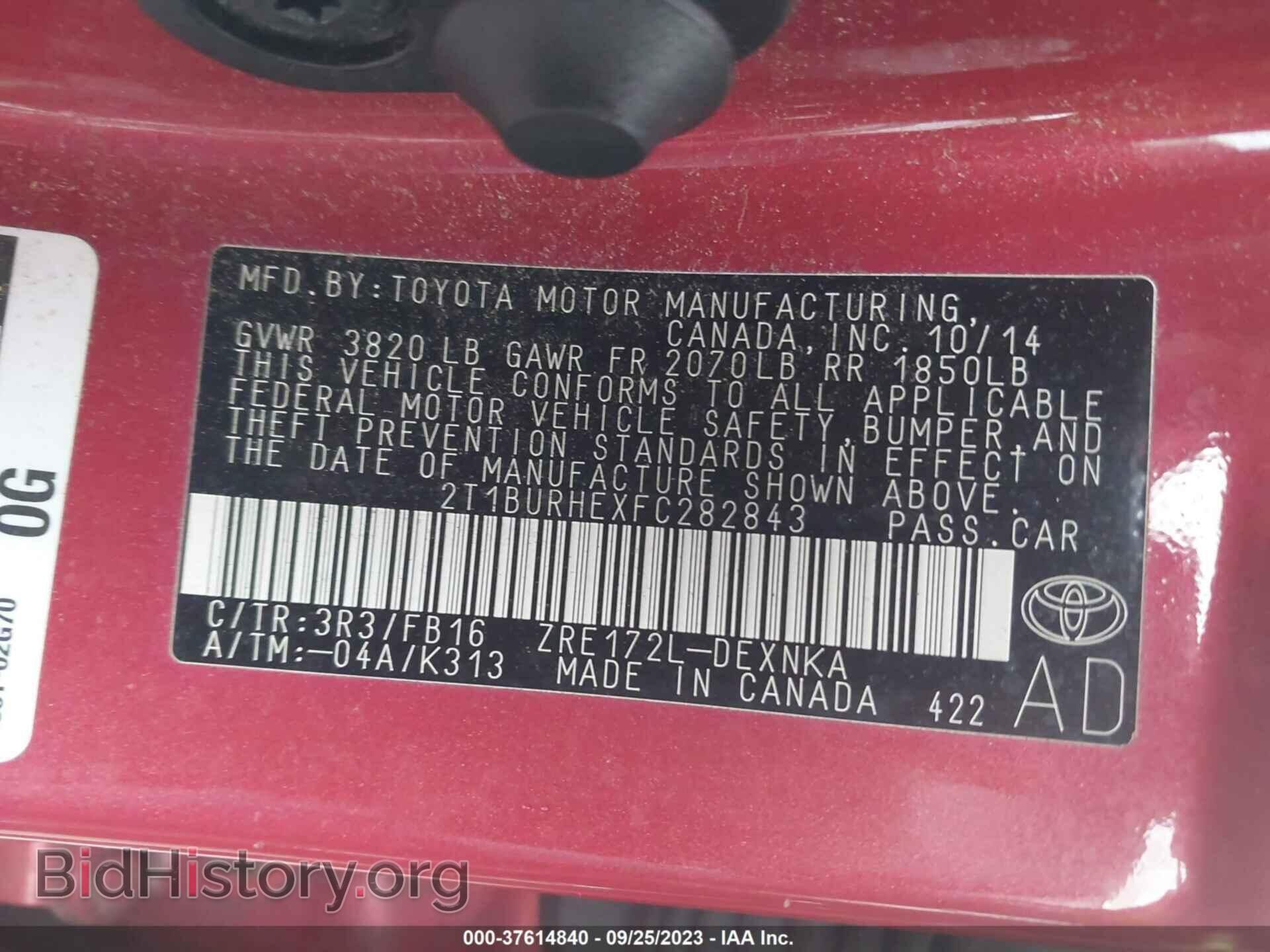 2015 TOYOTA COROLLA - VIN: 2T1BURHEXFC282843 - Фото 9