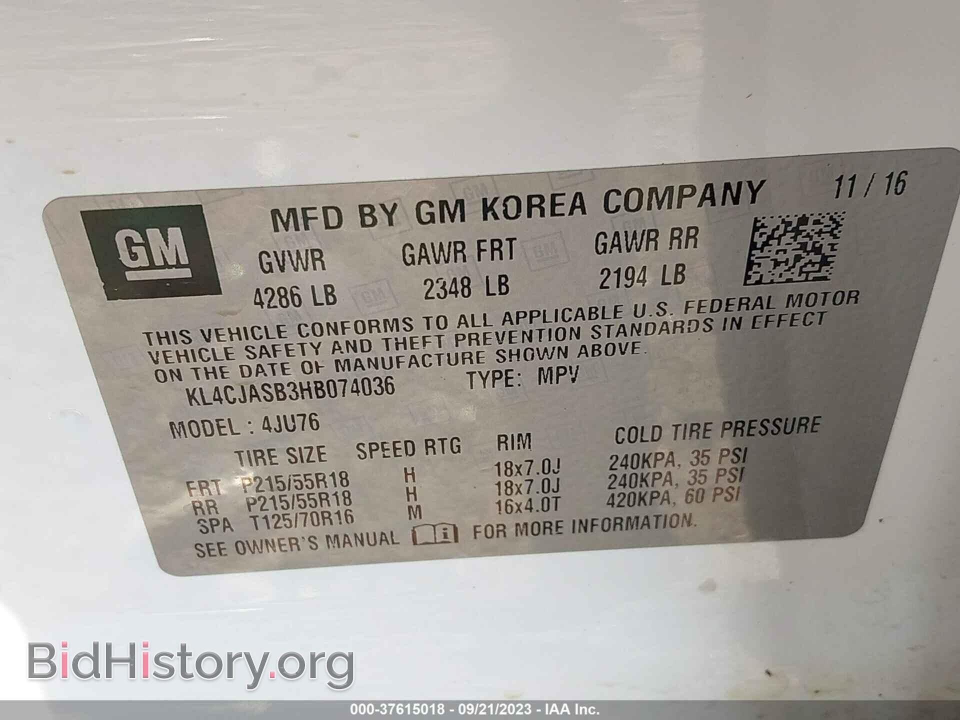 2017 BUICK ENCORE - VIN: KL4CJASB3HB074036 - Photo 9