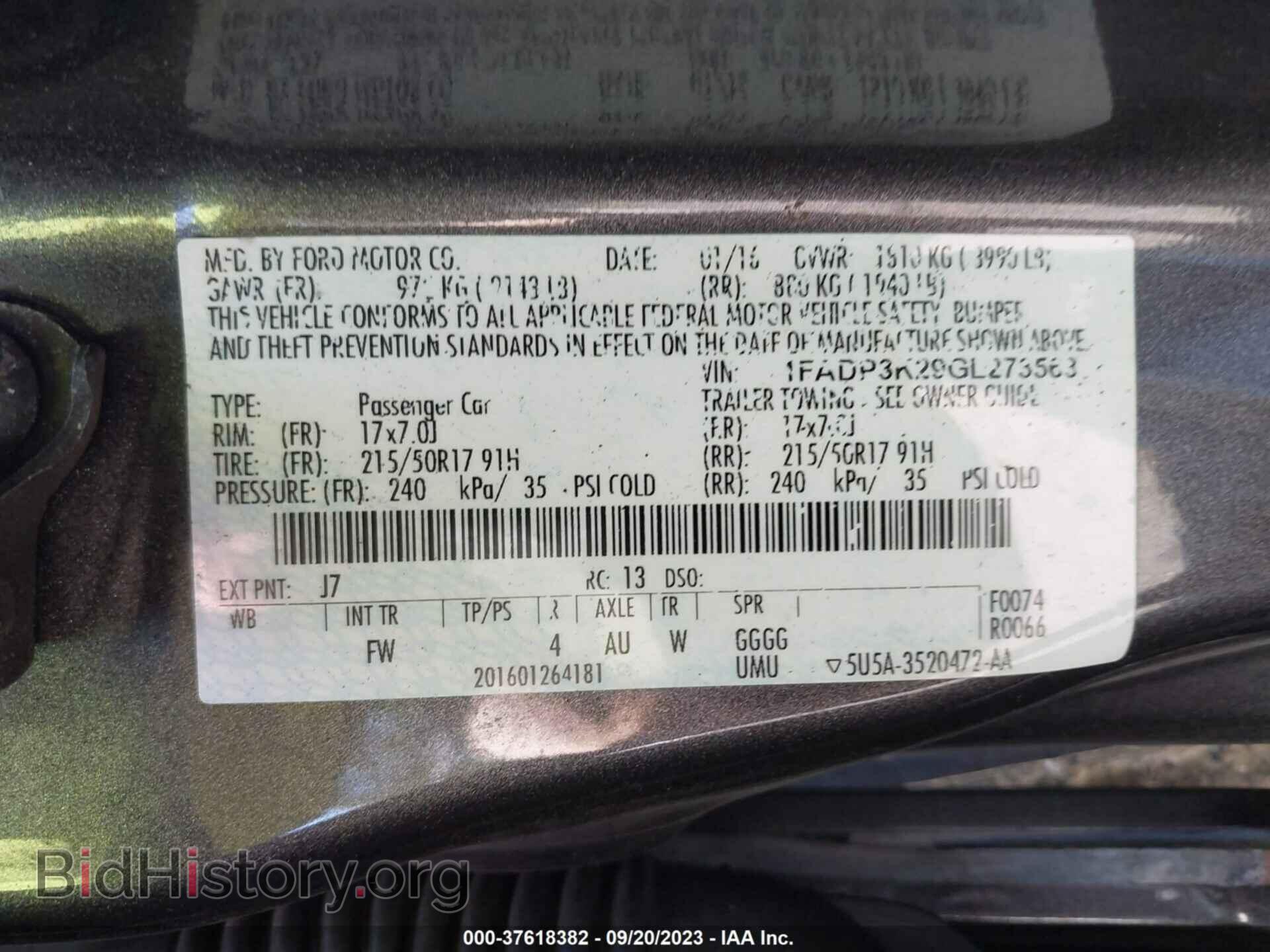 2016 FORD FOCUS - VIN: 1FADP3K29GL273563 - Фото 9