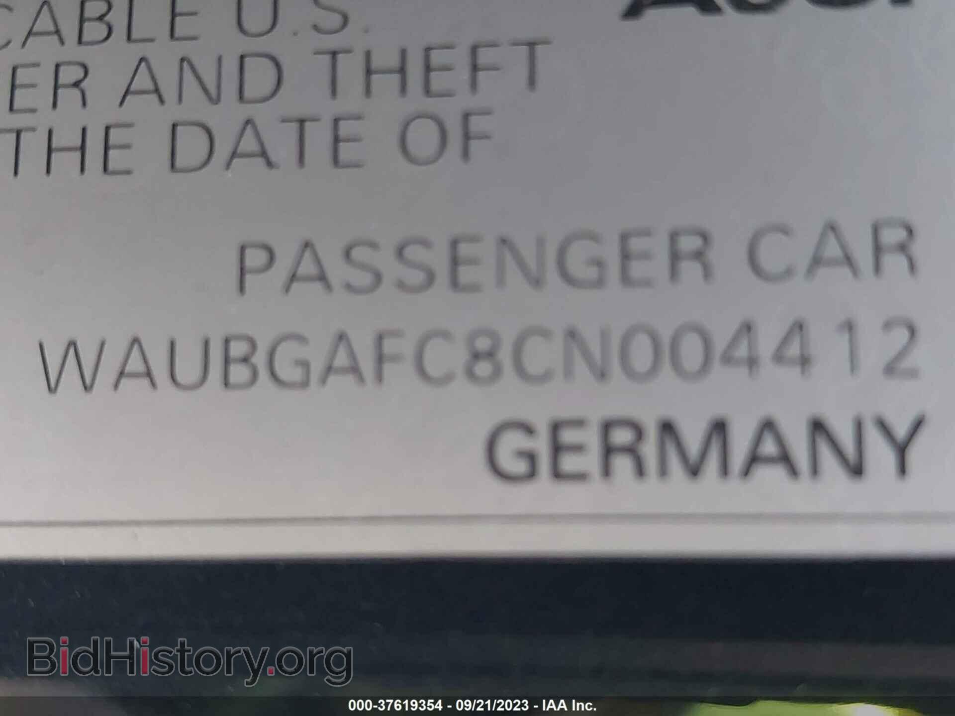 2012 AUDI A6 - VIN: WAUBGAFC8CN004412 - Фото 9