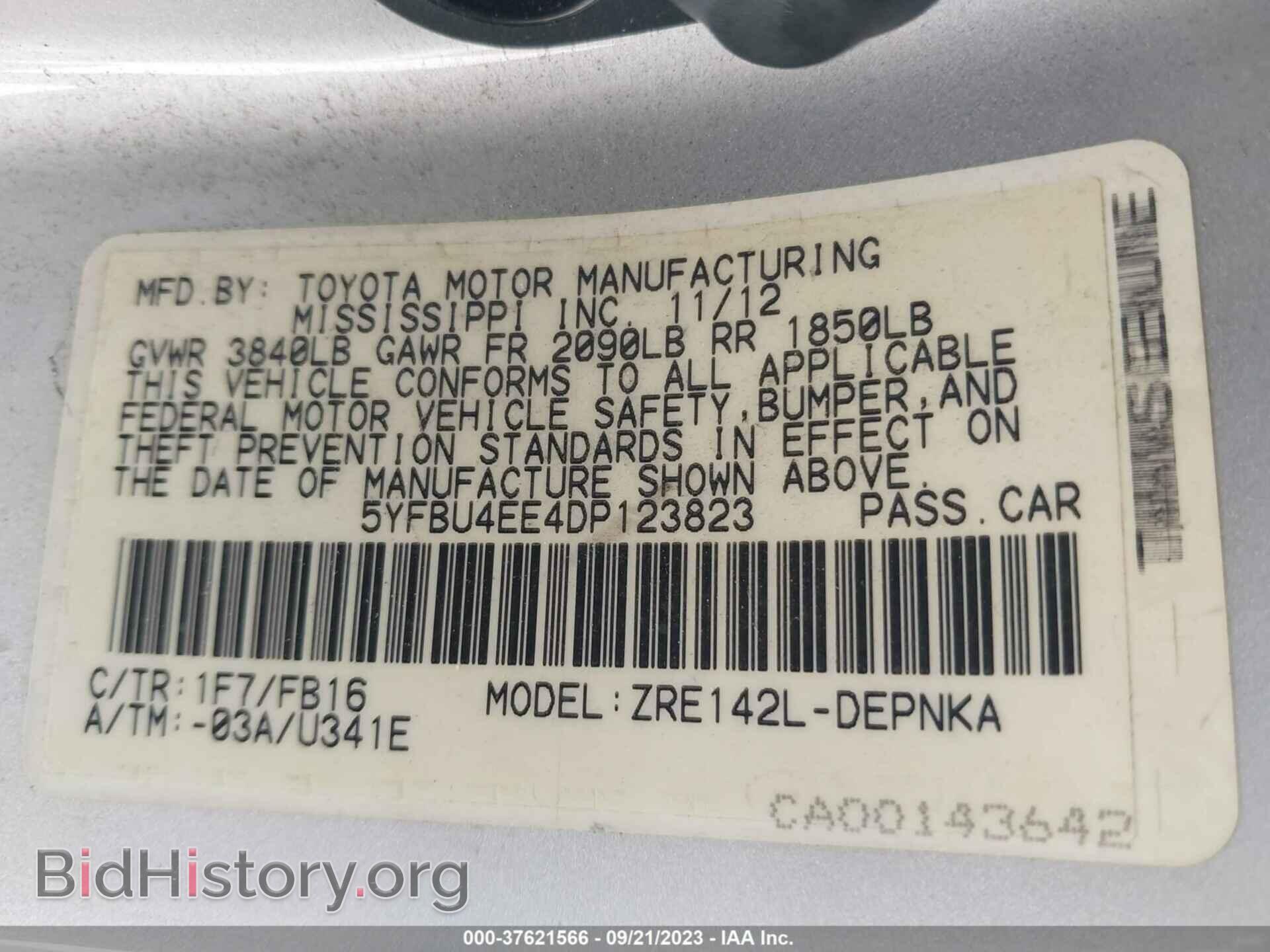 2013 TOYOTA COROLLA - VIN: 5YFBU4EE4DP123823 - Фото 9