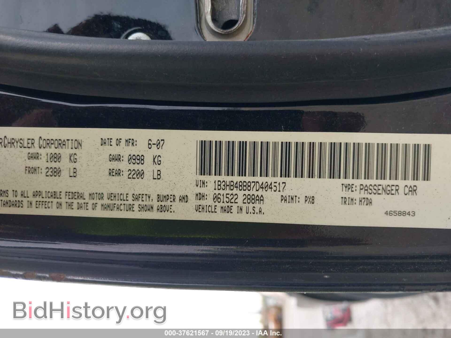 2007 DODGE CALIBER - VIN: 1B3HB48B87D404517 - Photo 9