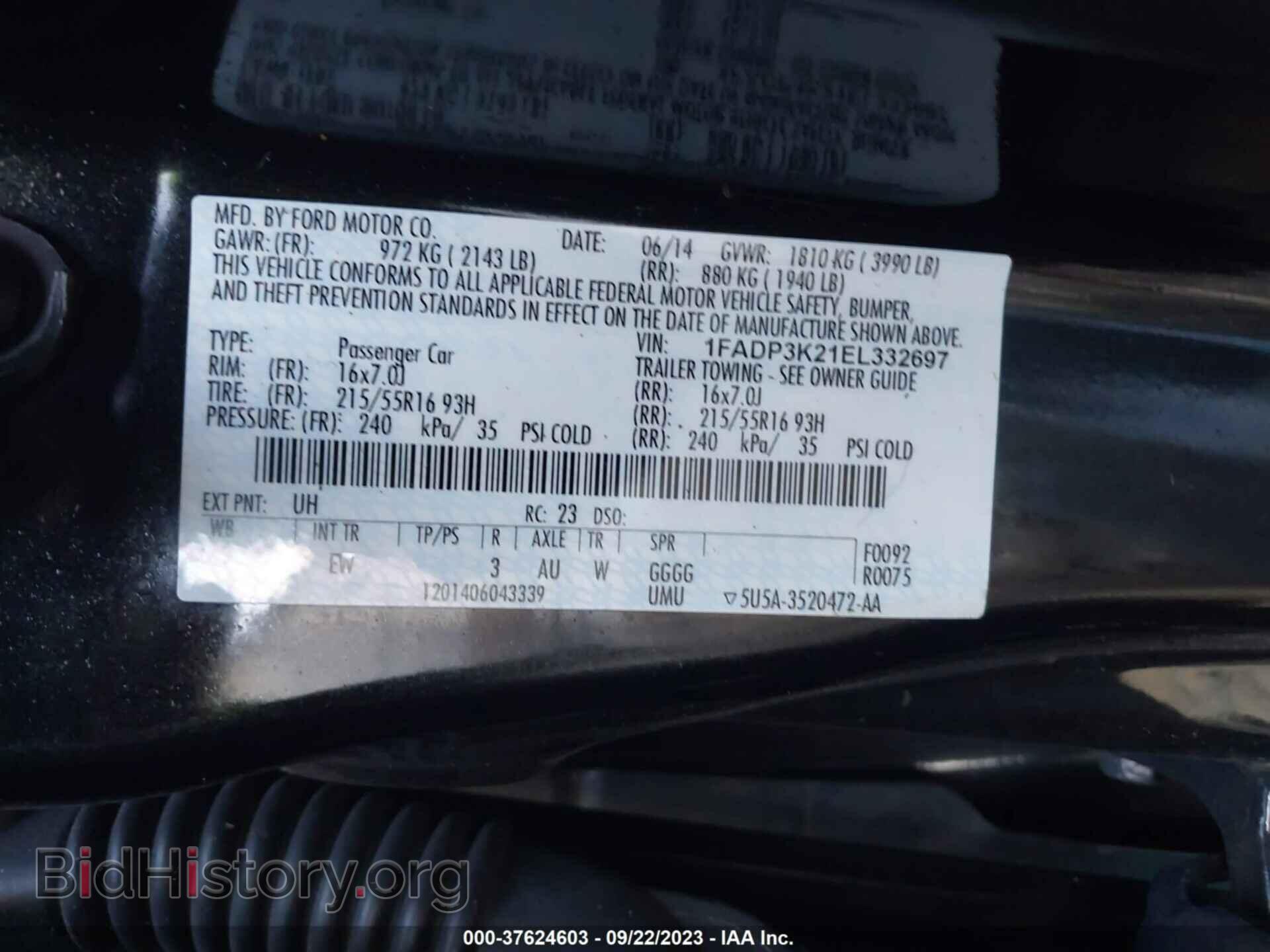 2014 FORD FOCUS - VIN: 1FADP3K21EL332697 - Фото 9