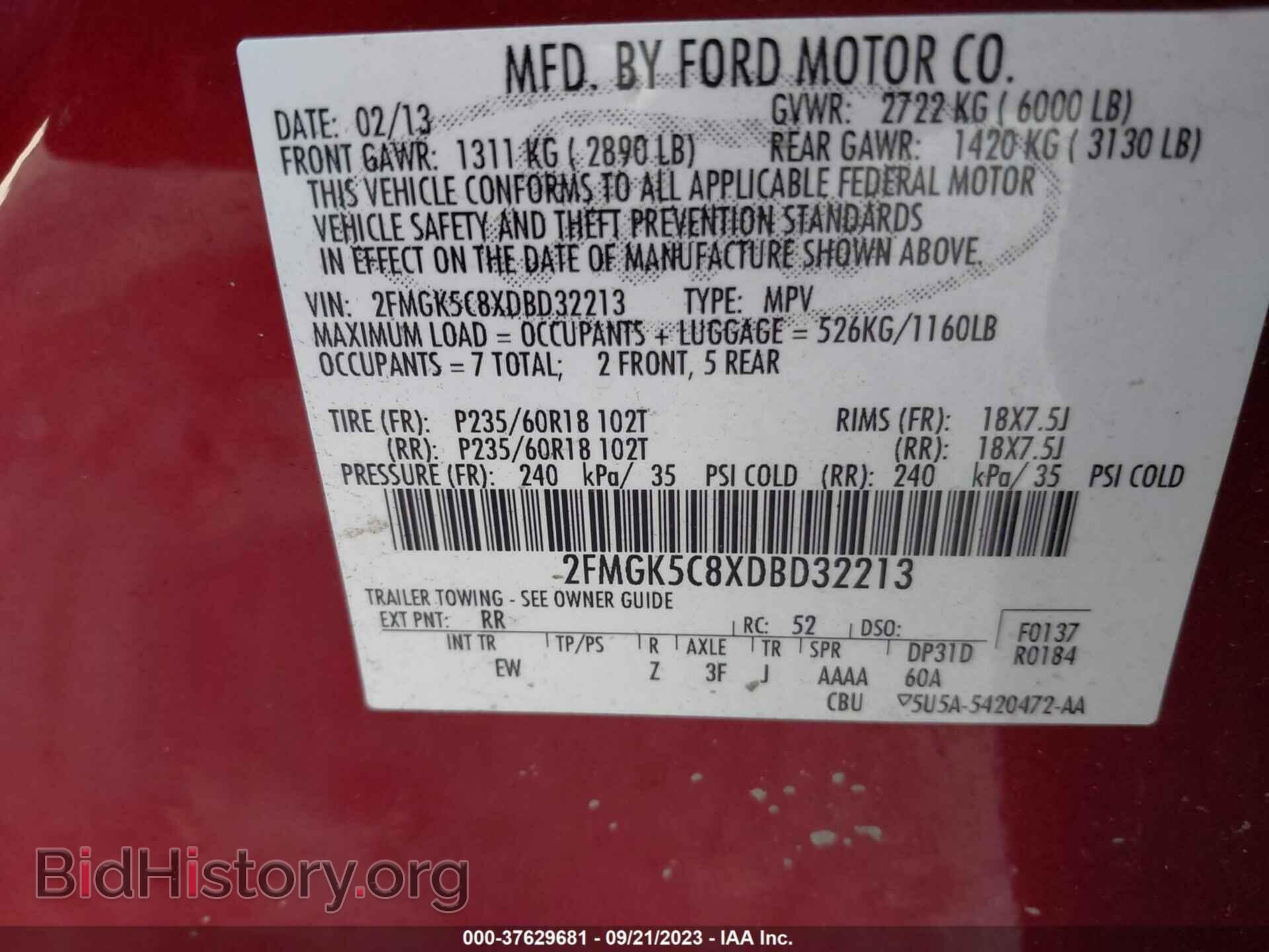 2013 FORD FLEX - VIN: 2FMGK5C8XDBD32213 - Photo 9