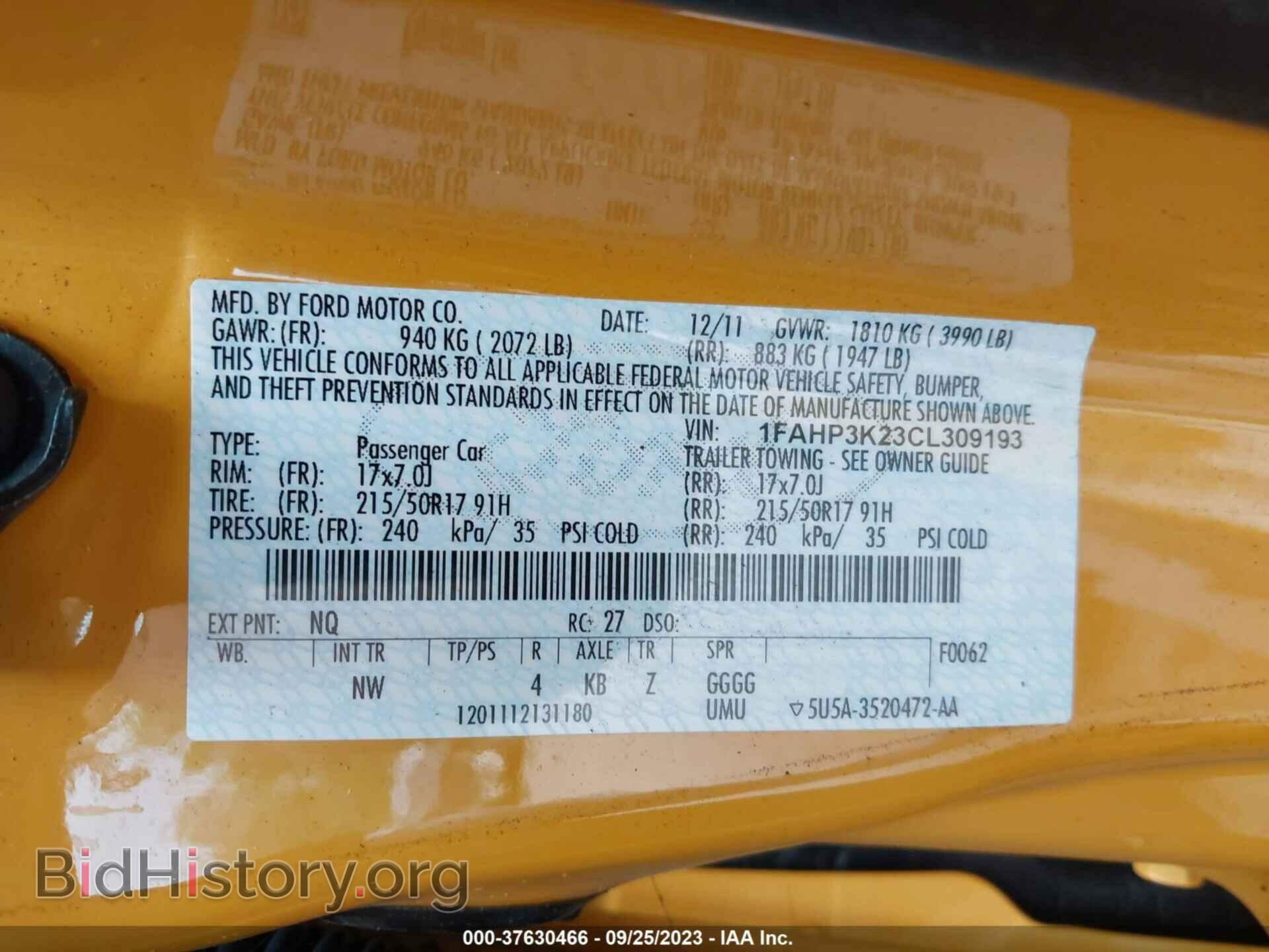 2012 FORD FOCUS - VIN: 1FAHP3K23CL309193 - Фото 9
