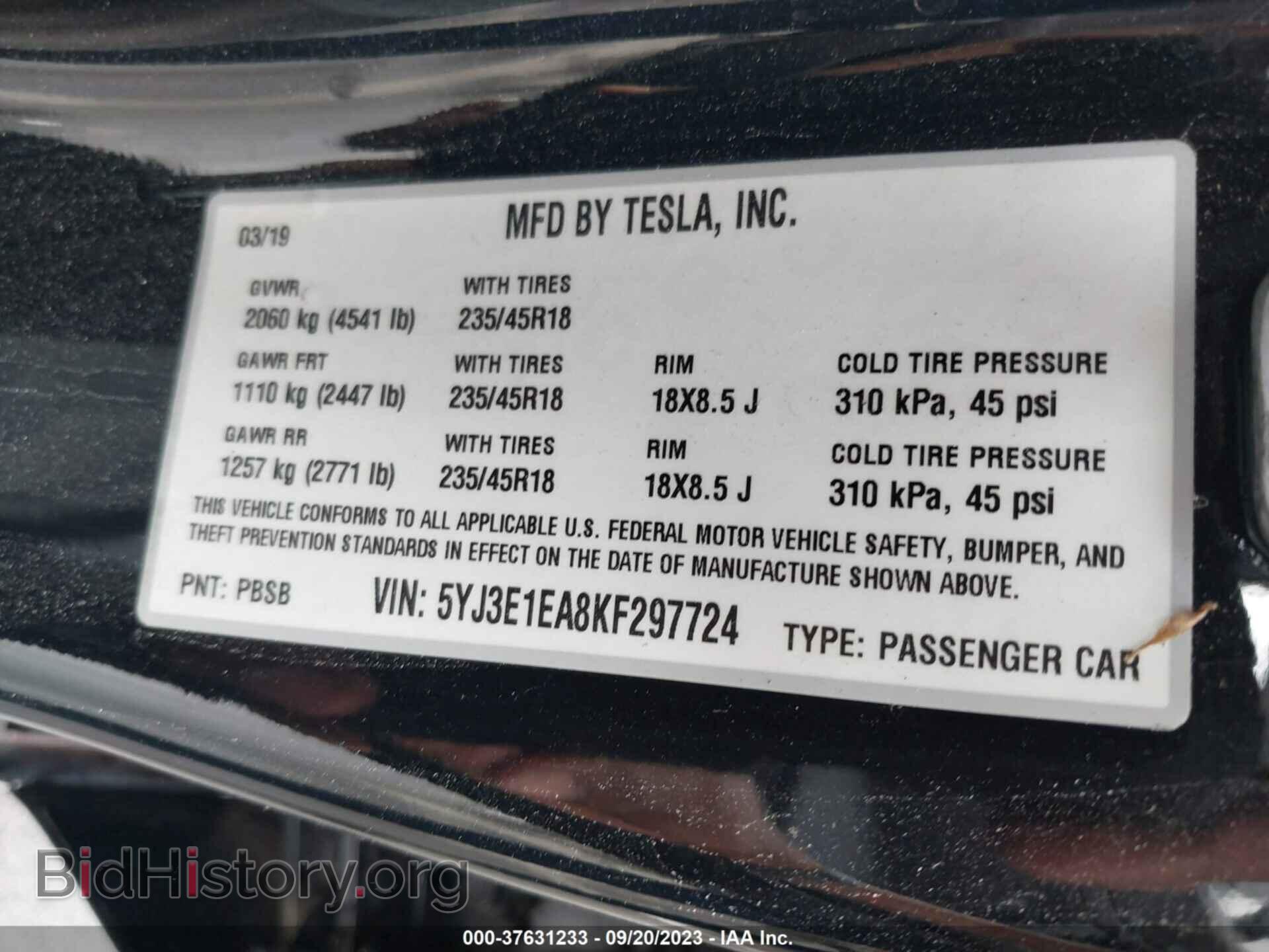 2019 TESLA MODEL 3 - VIN: 5YJ3E1EA8KF297724 - Photo 9