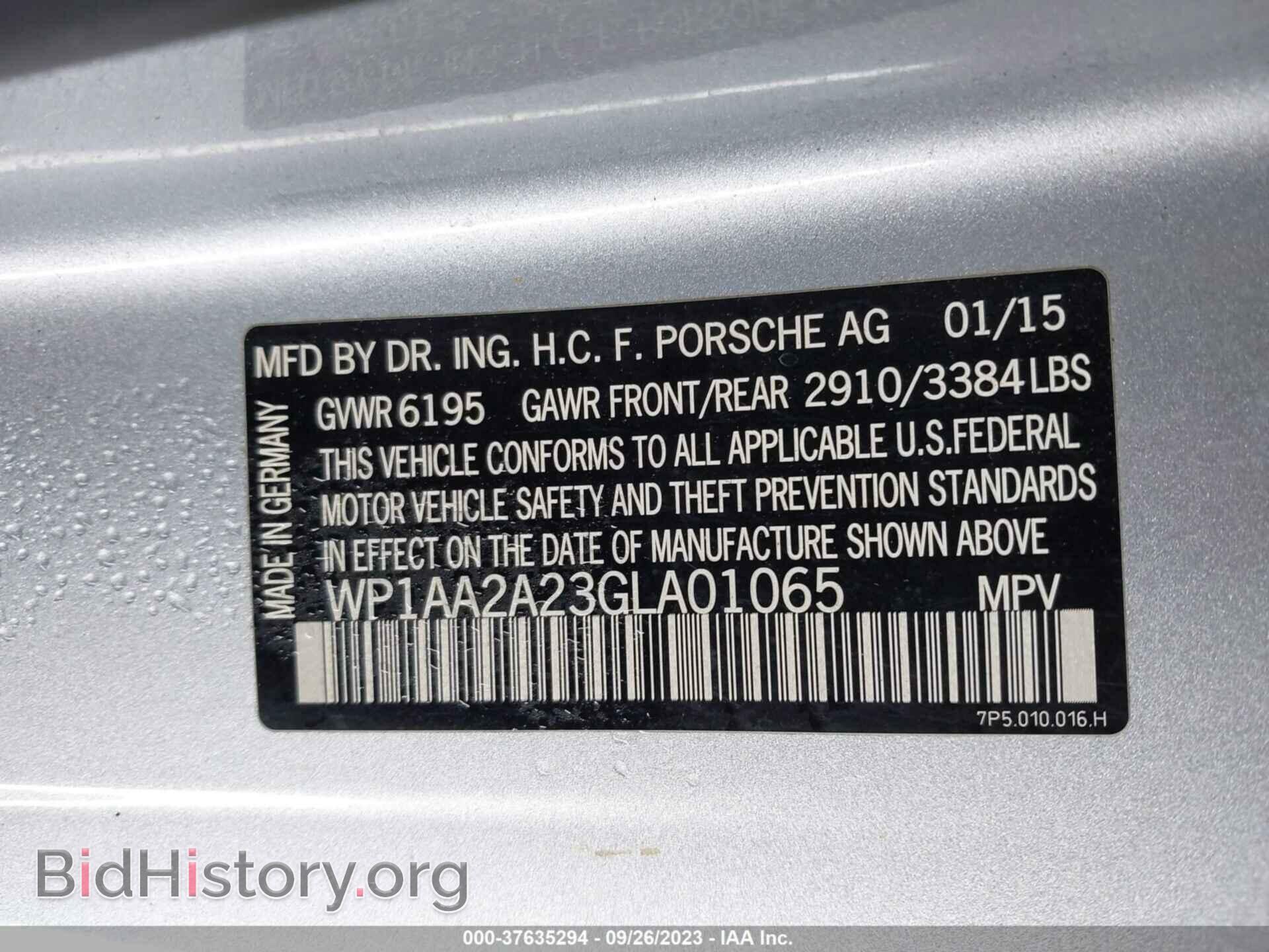 2016 PORSCHE CAYENNE - VIN: WP1AA2A23GLA01065 - Фото 9
