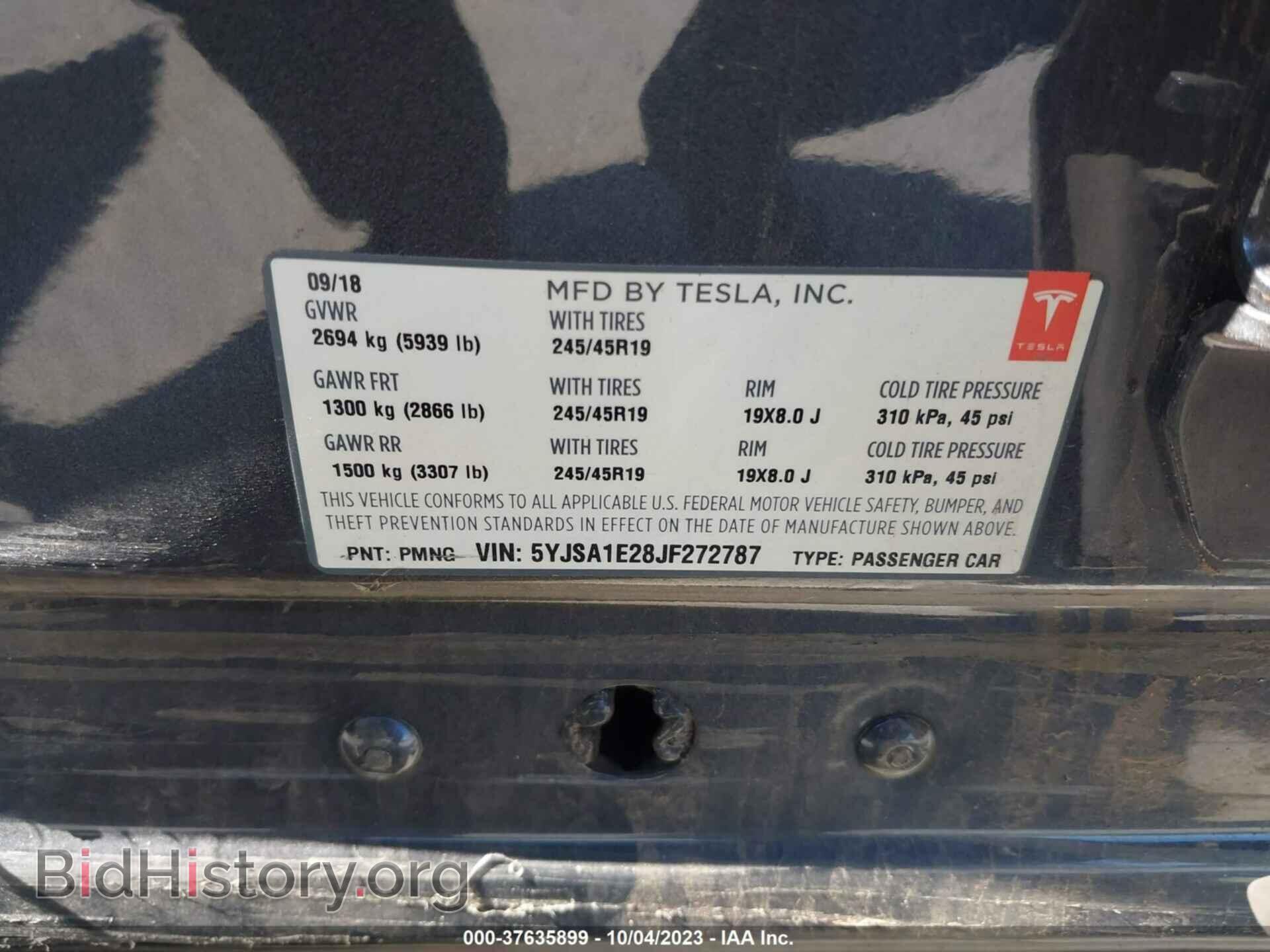 2018 TESLA MODEL S - VIN: 5YJSA1E28JF272787 - Фото 9