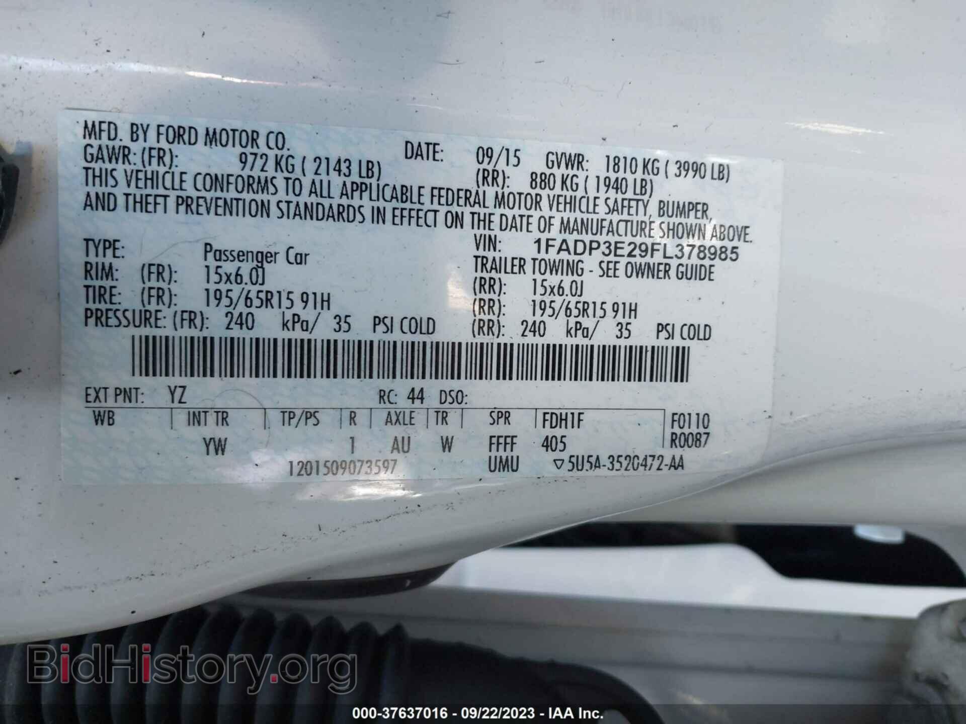 2015 FORD FOCUS - VIN: 1FADP3E29FL378985 - Фото 9