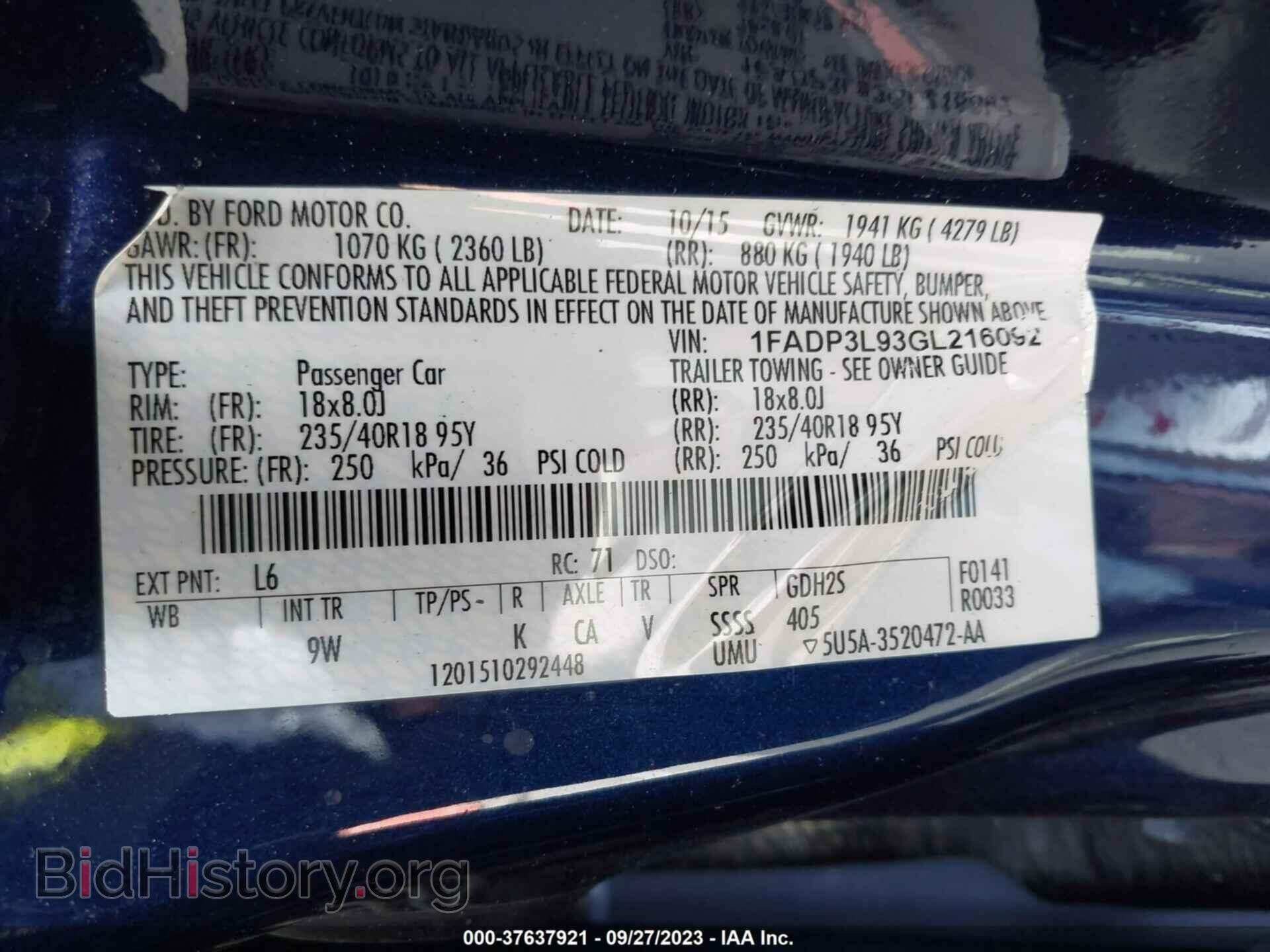 2016 FORD FOCUS - VIN: 1FADP3L93GL216092 - Фото 9