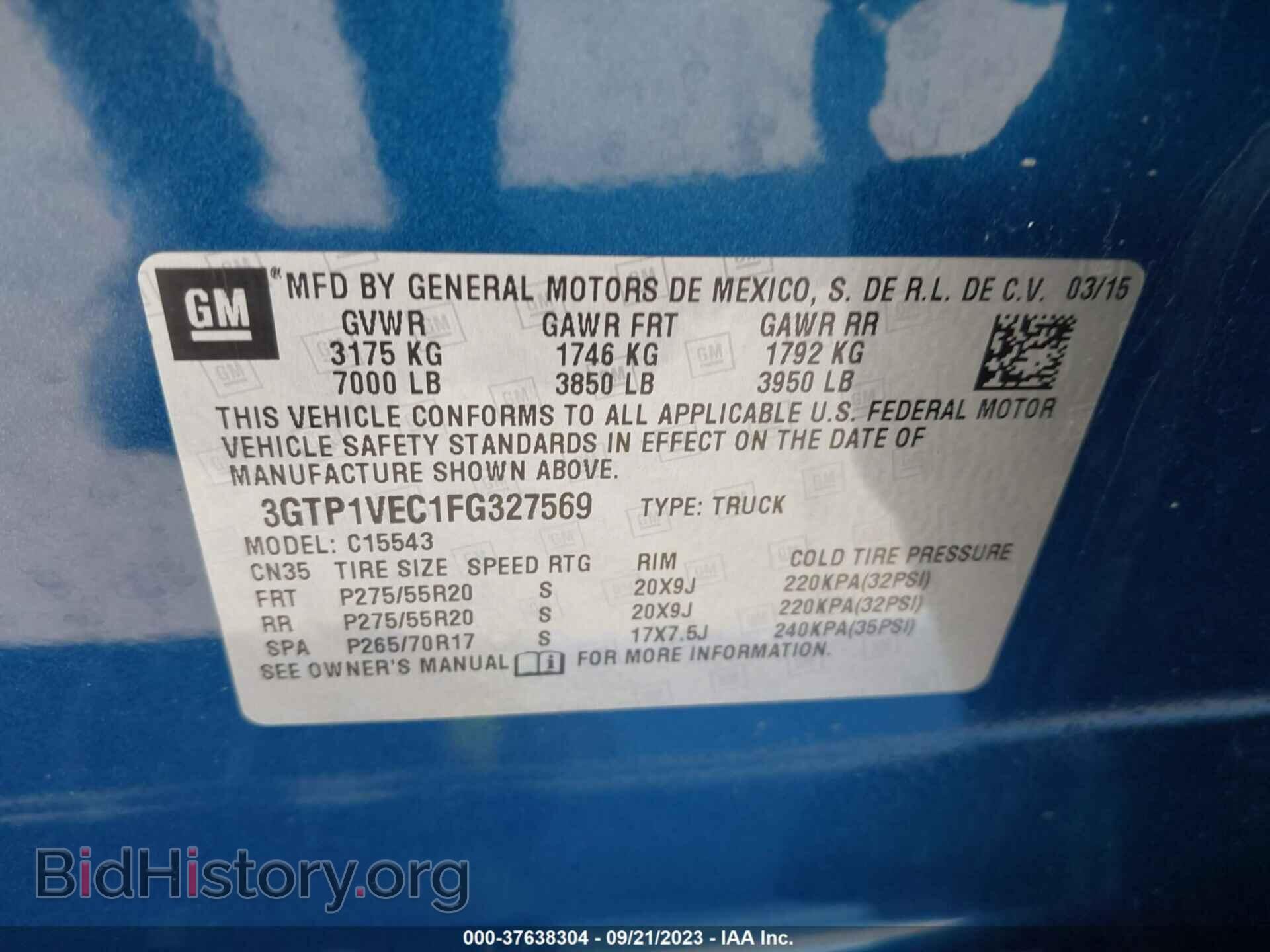 2015 GMC SIERRA 1500 - VIN: 3GTP1VEC1FG327569 - Photo 9