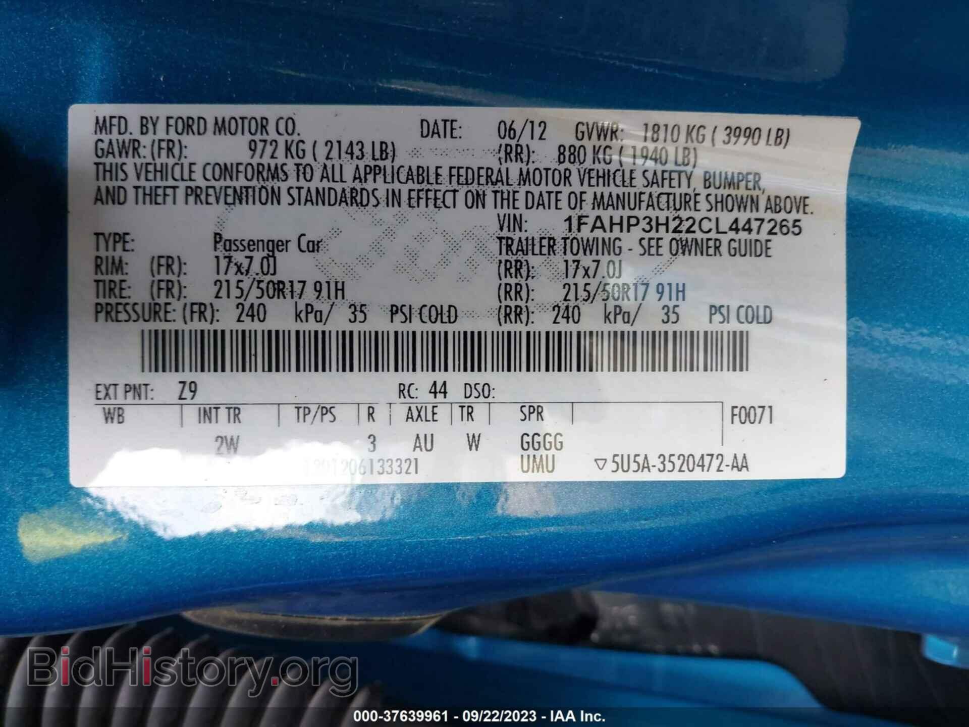 2012 FORD FOCUS - VIN: 1FAHP3H22CL447265 - Photo 9