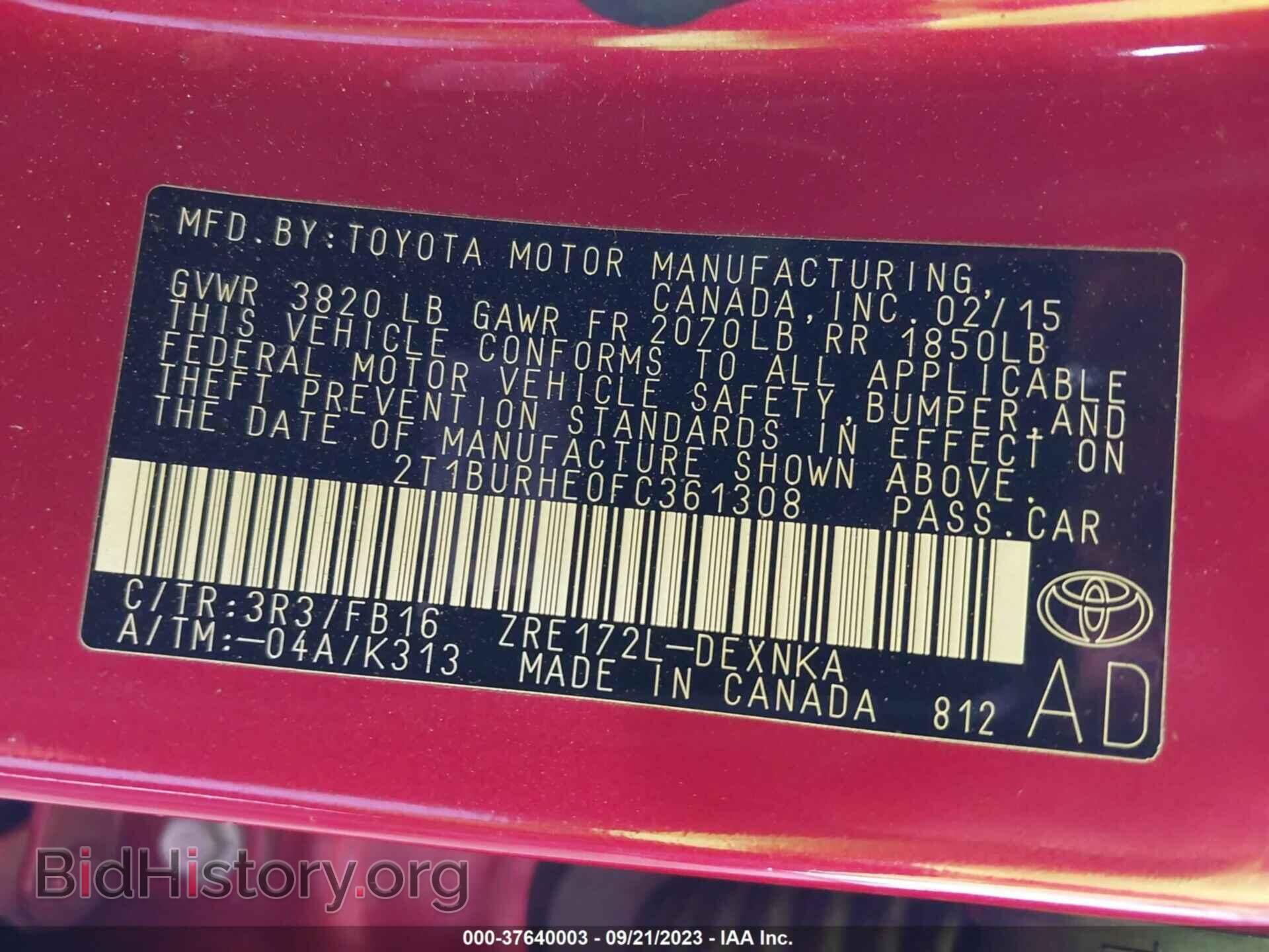 2015 TOYOTA COROLLA - VIN: 2T1BURHE0FC361308 - Photo 9