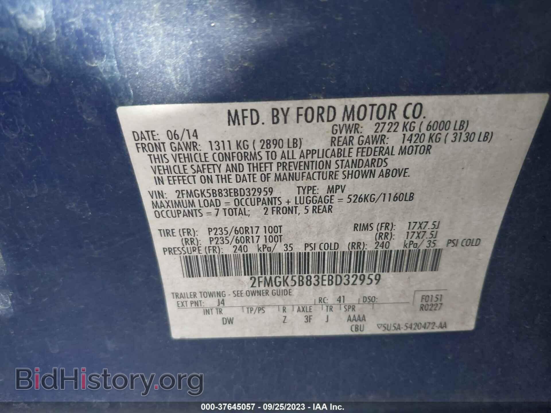 2014 FORD FLEX - VIN: 2FMGK5B83EBD32959 - Photo 9