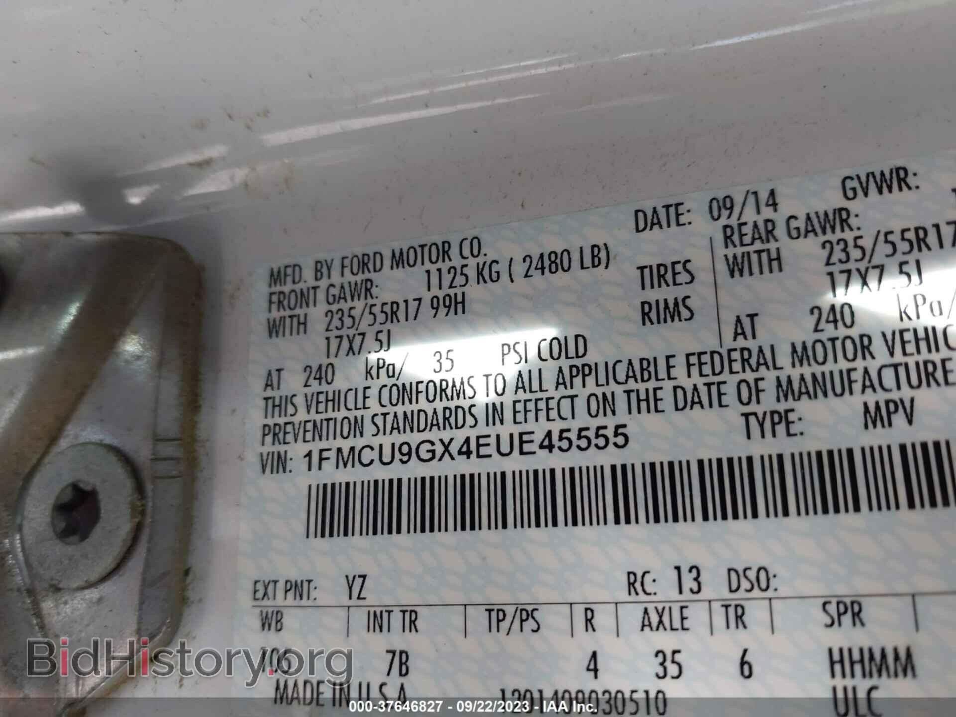 2014 FORD ESCAPE - VIN: 1FMCU9GX4EUE45555 - Photo 9