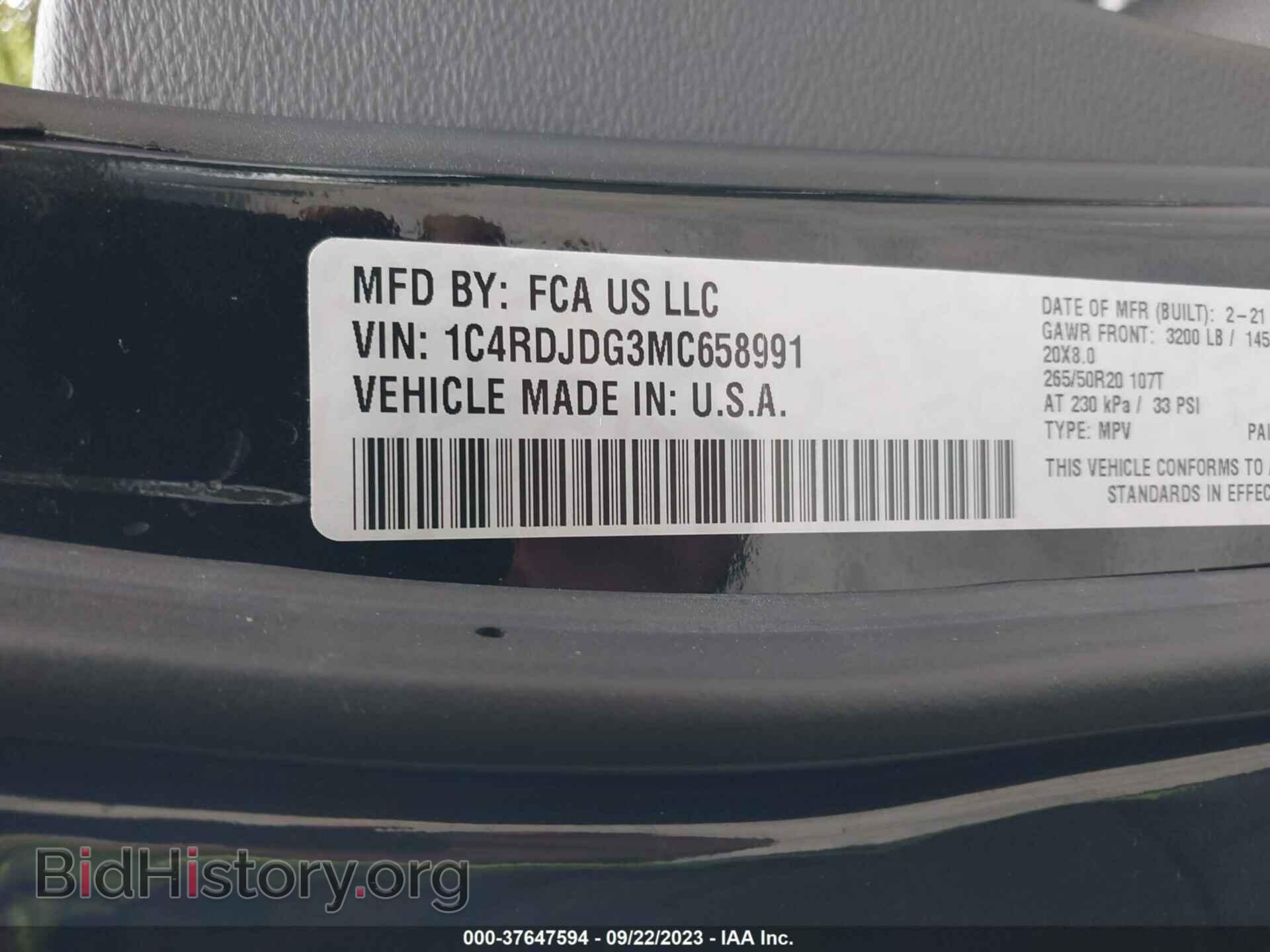 2021 DODGE DURANGO - VIN: 1C4RDJDG3MC658991 - Фото 9