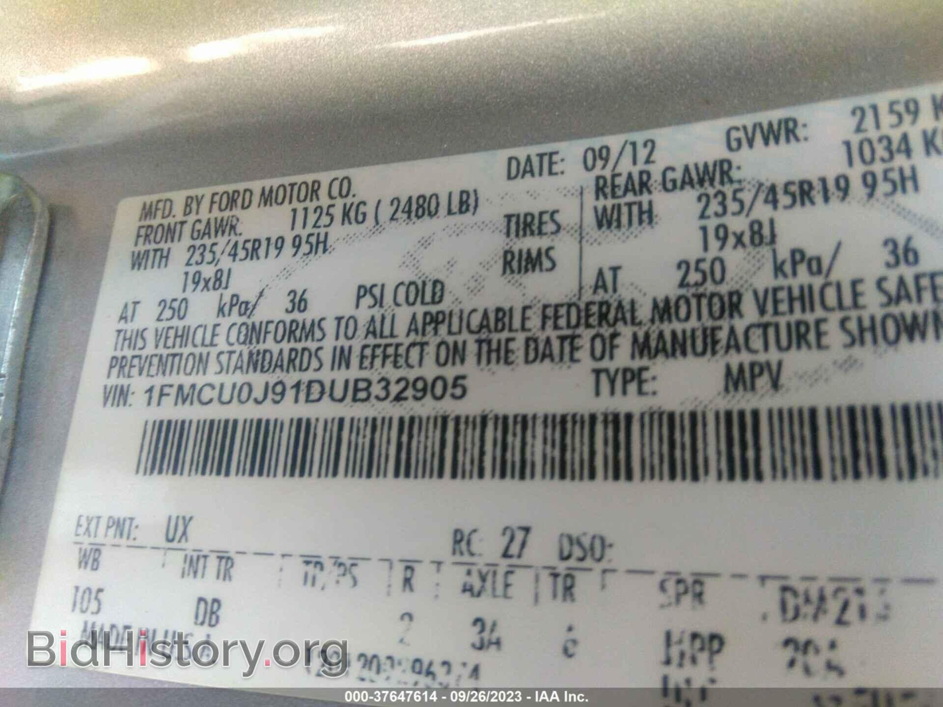 2013 FORD ESCAPE - VIN: 1FMCU0J91DUB32905 - Photo 9