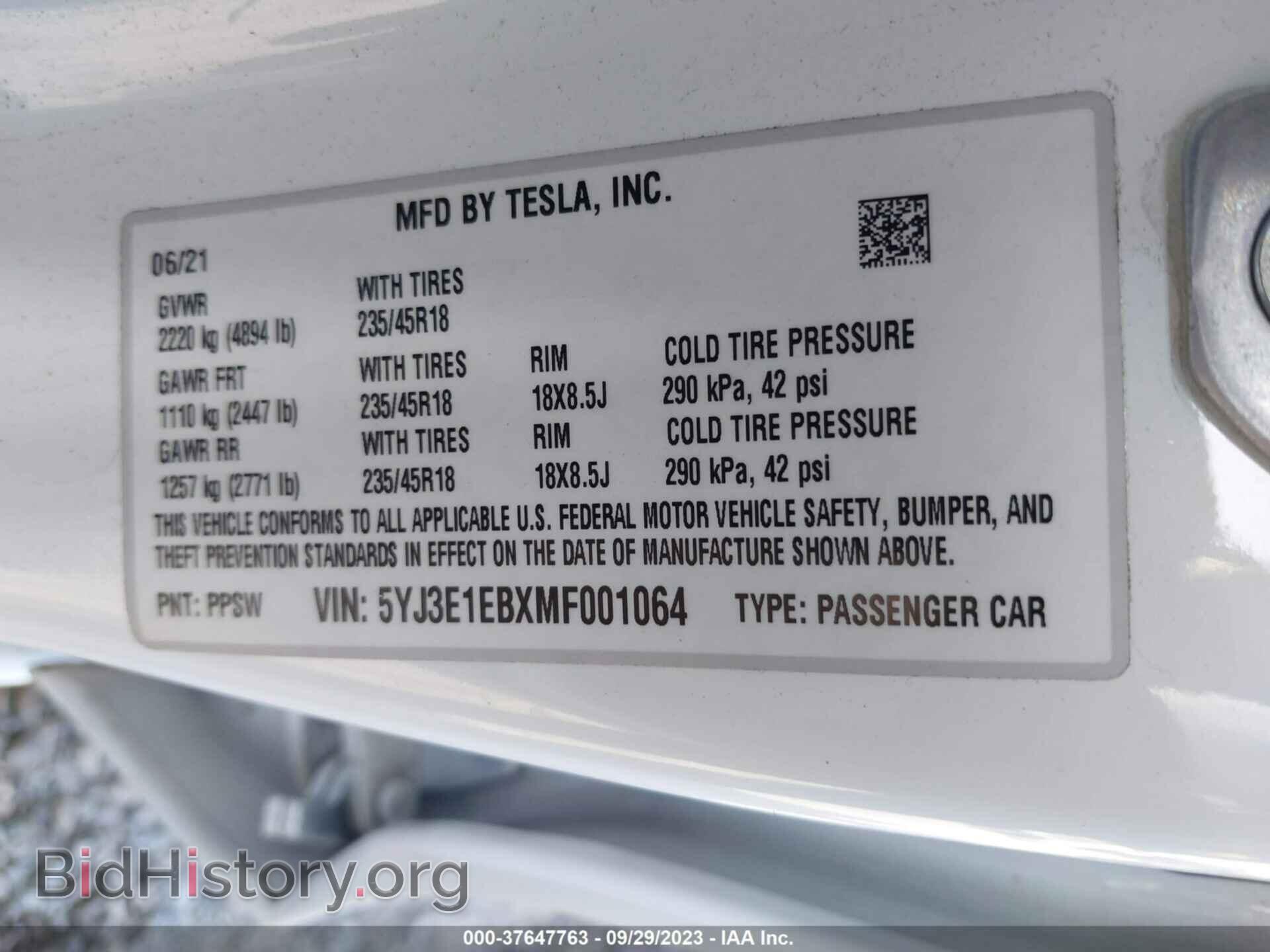 2021 TESLA MODEL 3 - VIN: 5YJ3E1EBXMF001064 - Photo 9