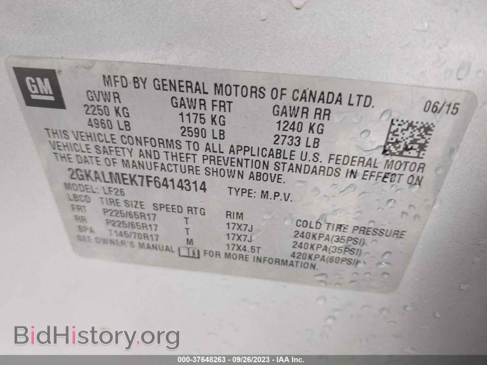 2015 GMC TERRAIN - VIN: 2GKALMEK7F6414314 - Photo 9