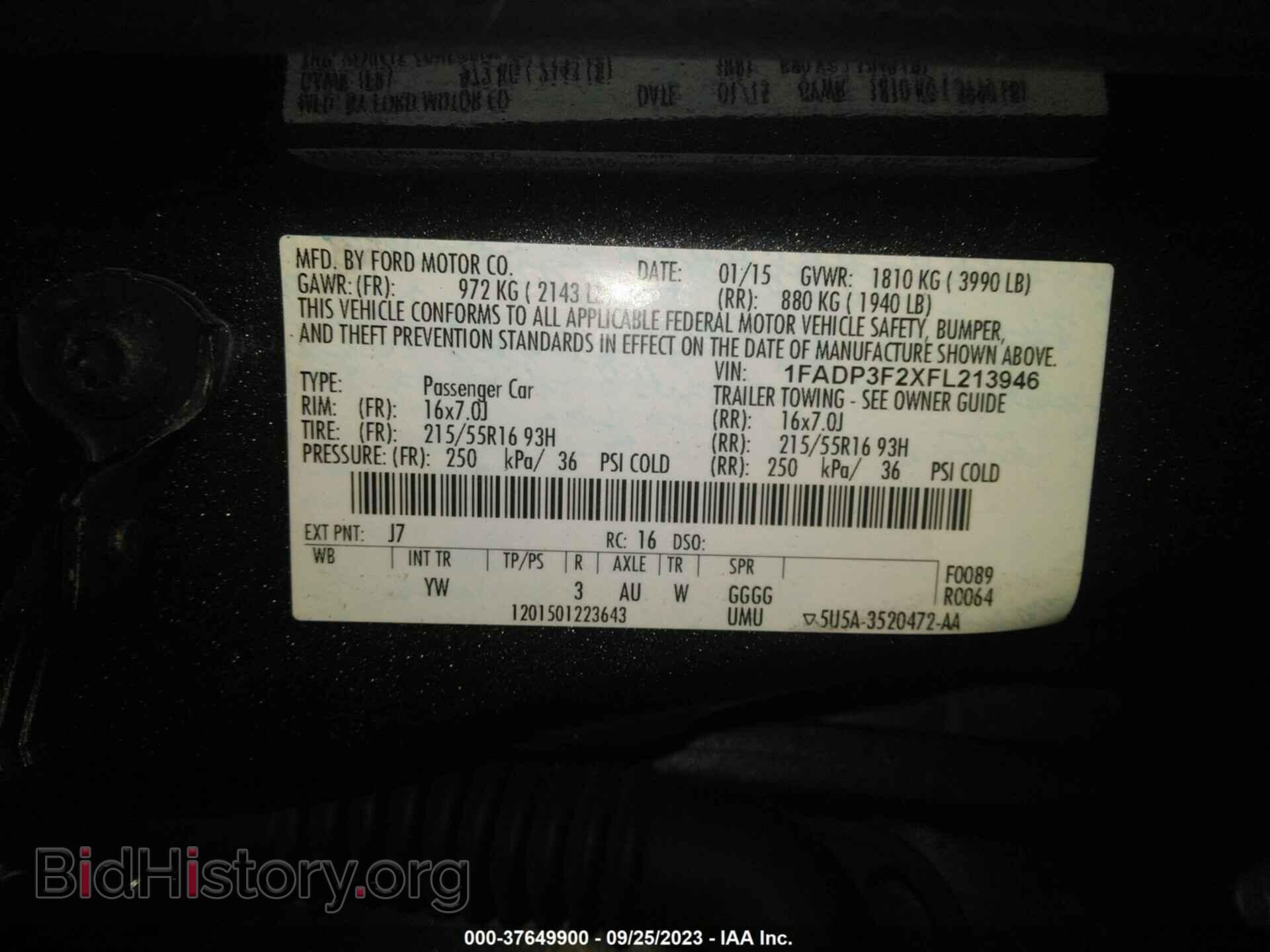 2015 FORD FOCUS - VIN: 1FADP3F2XFL213946 - Фото 9