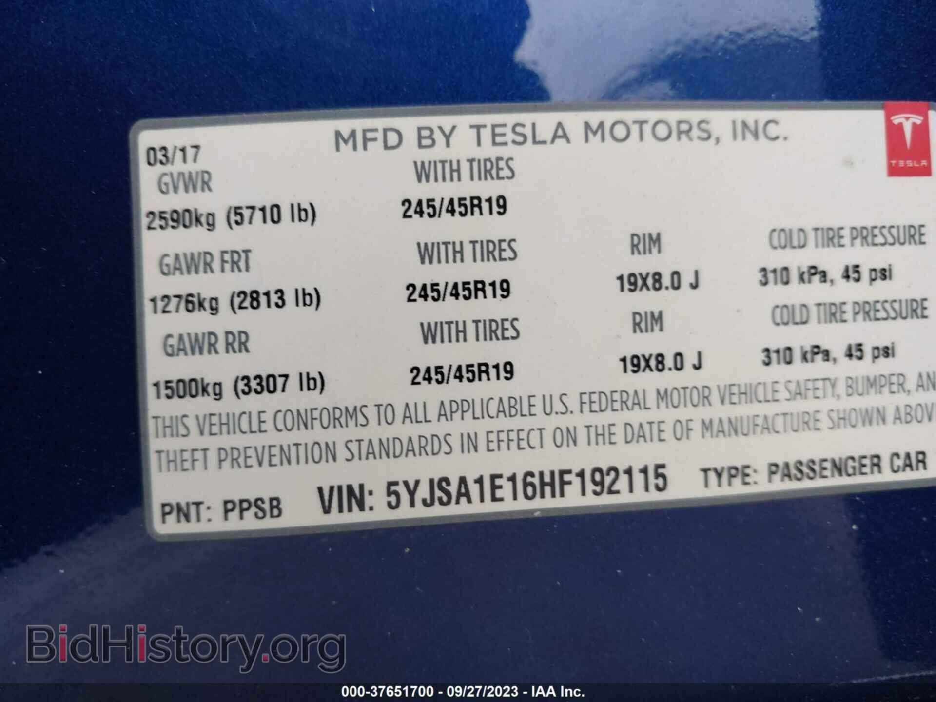 2017 TESLA MODEL S - VIN: 5YJSA1E16HF192115 - Photo 9
