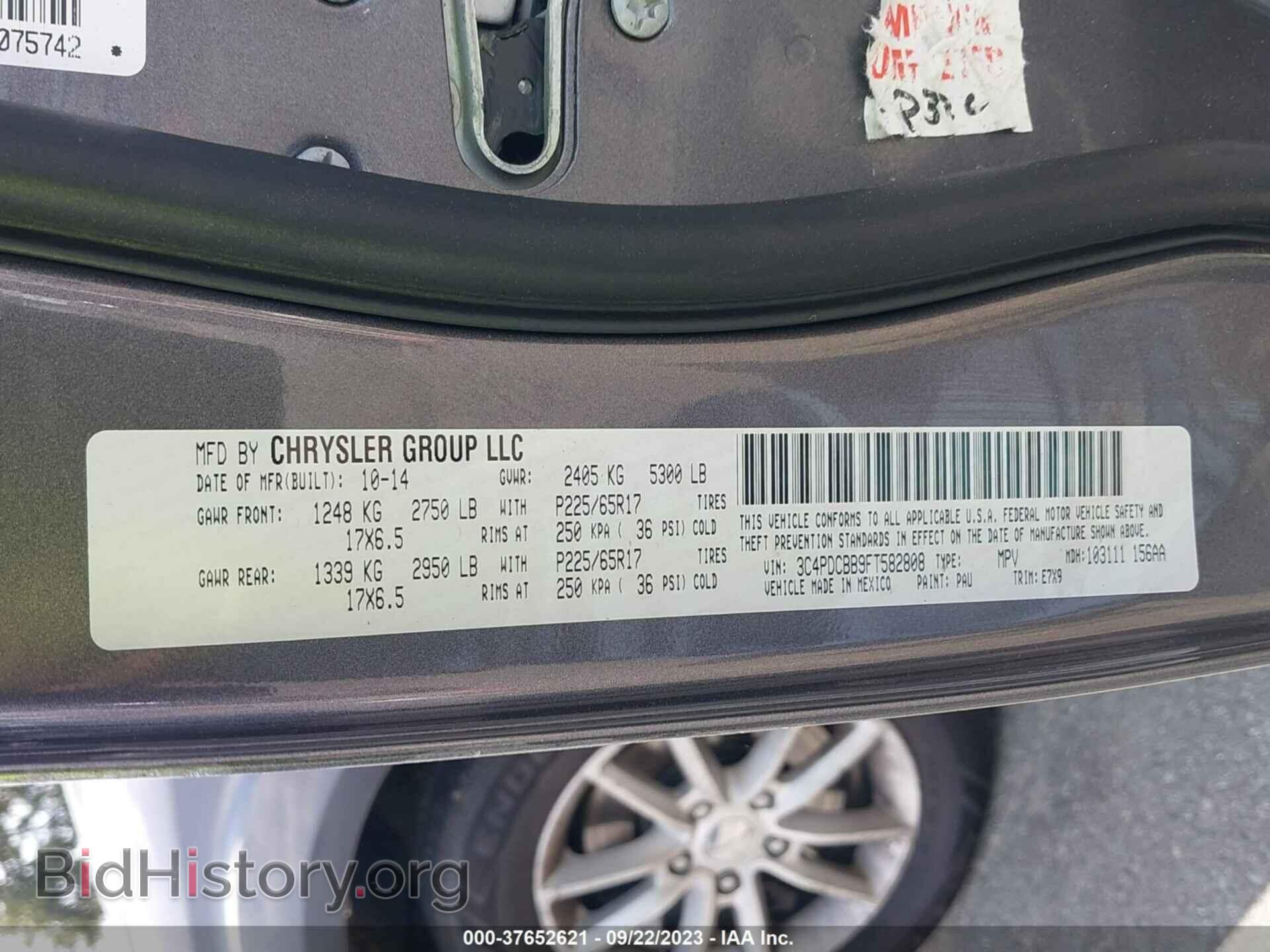2015 DODGE JOURNEY - VIN: 3C4PDCBB9FT582808 - Photo 9