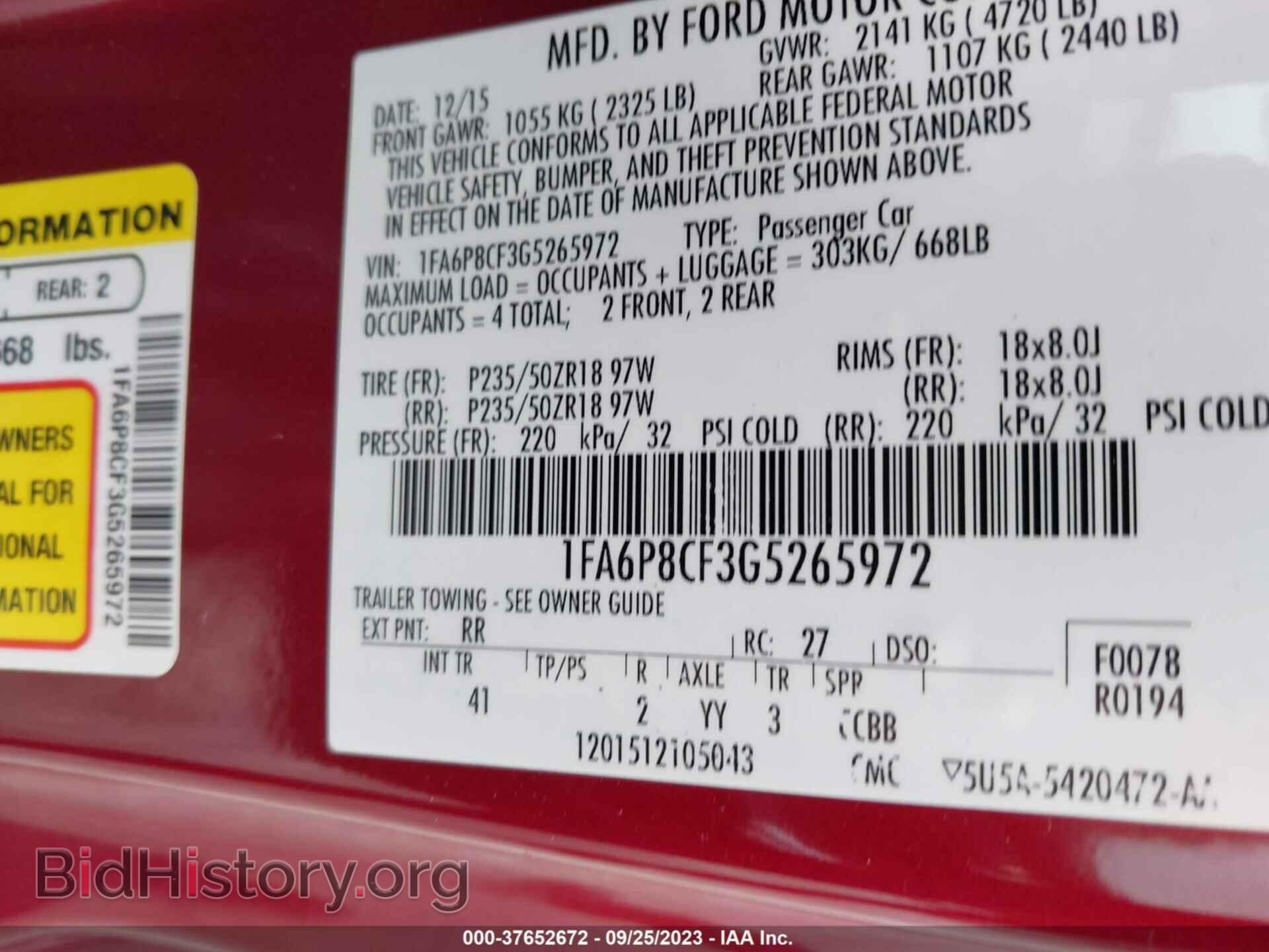 2016 FORD MUSTANG - VIN: 1FA6P8CF3G5265972 - Фото 9