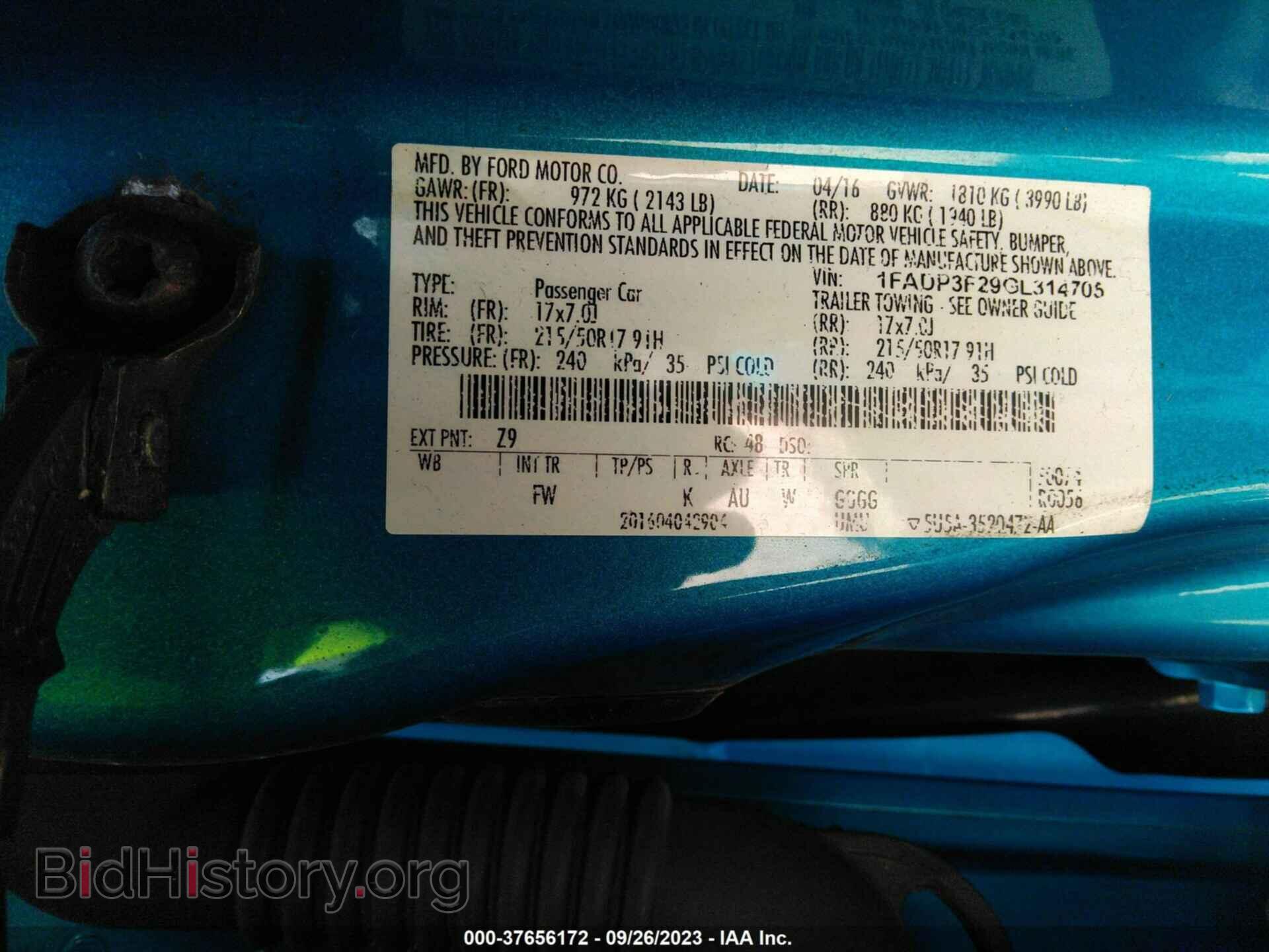 2016 FORD FOCUS - VIN: 1FADP3F29GL314705 - Фото 9