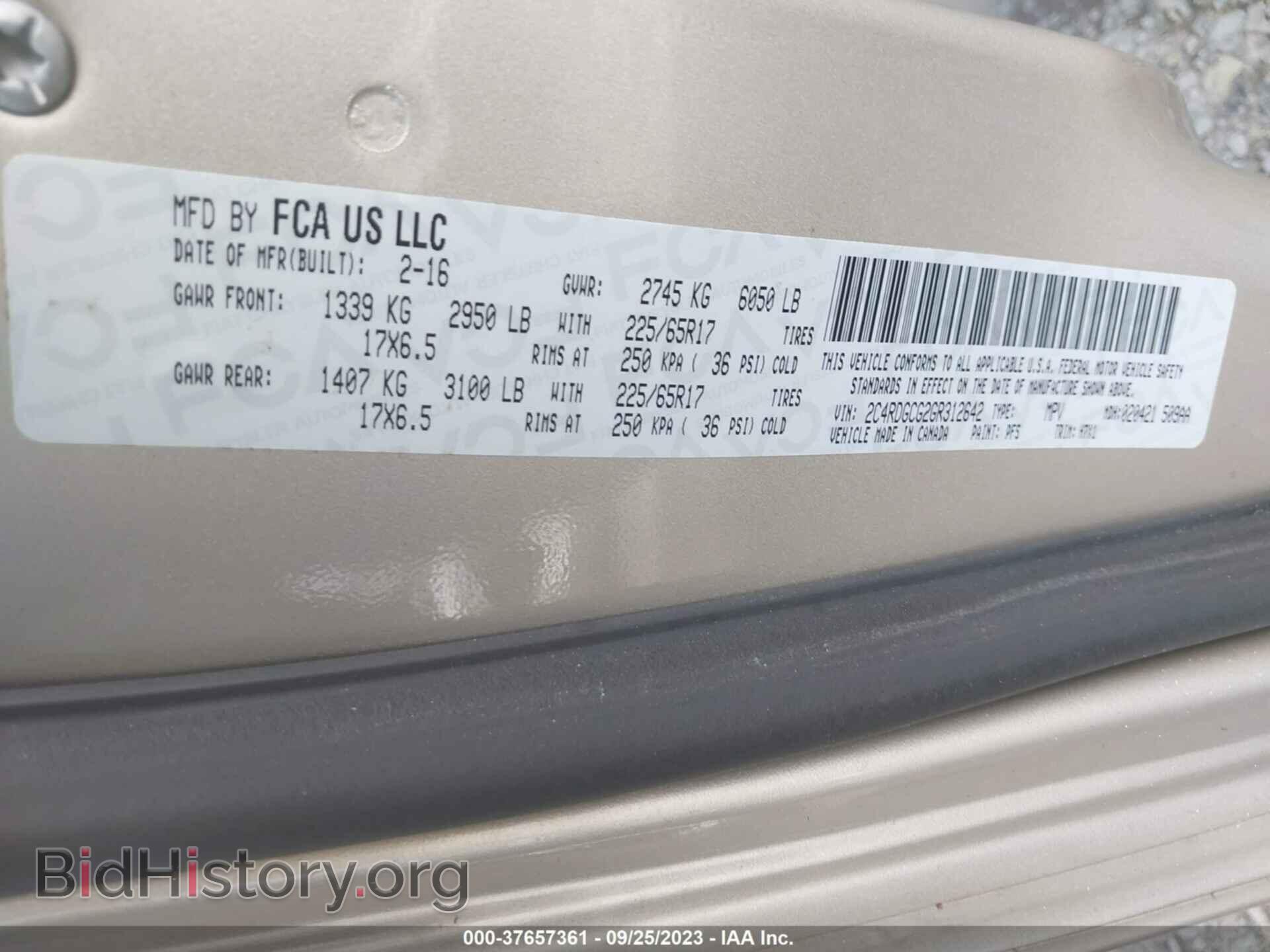 2016 DODGE GRAND CARAVAN - VIN: 2C4RDGCG2GR312642 - Фото 9