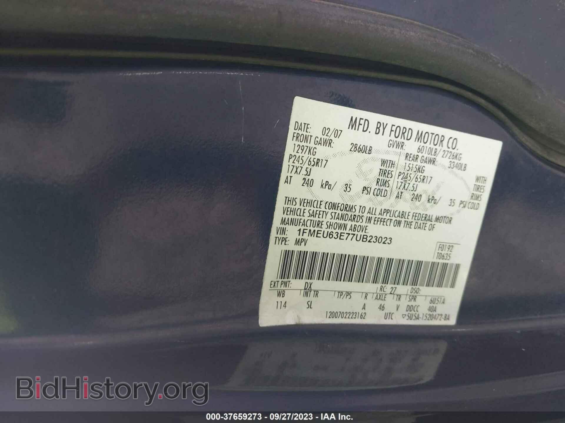 2007 FORD EXPLORER - VIN: 1FMEU63E77UB23023 - Фото 9