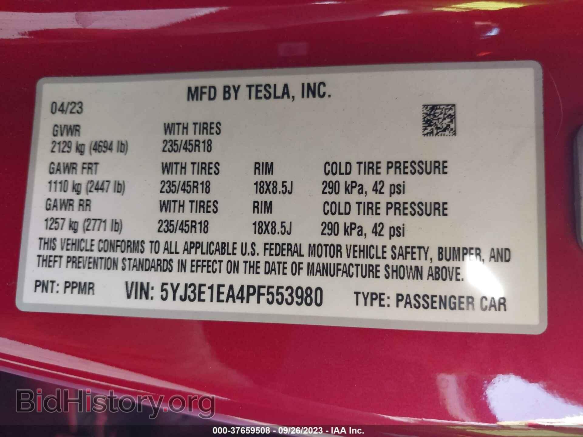 2023 TESLA MODEL 3 - VIN: 5YJ3E1EA4PF553980 - Фото 9