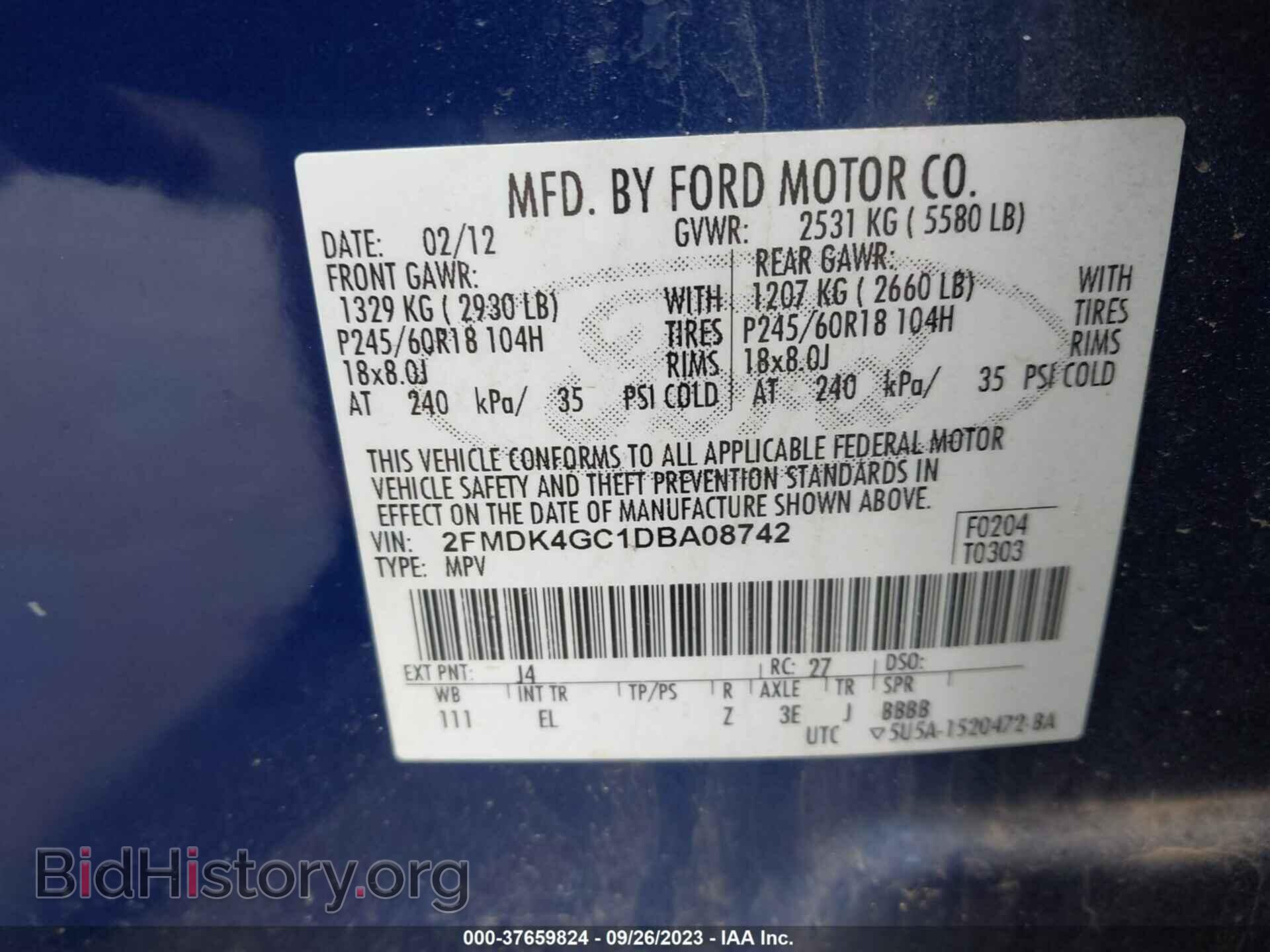2013 FORD EDGE - VIN: 2FMDK4GC1DBA08742 - Фото 9