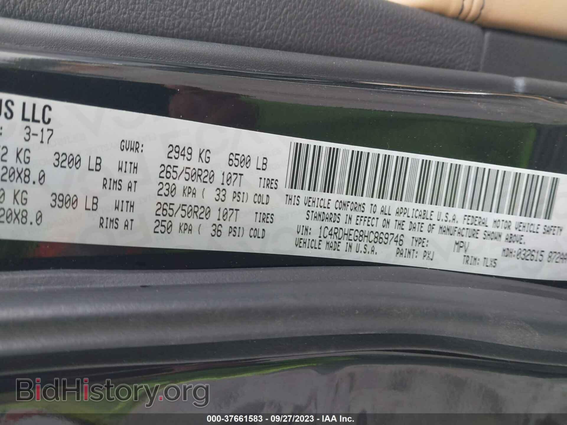 2017 DODGE DURANGO - VIN: 1C4RDHEG8HC869746 - Фото 9