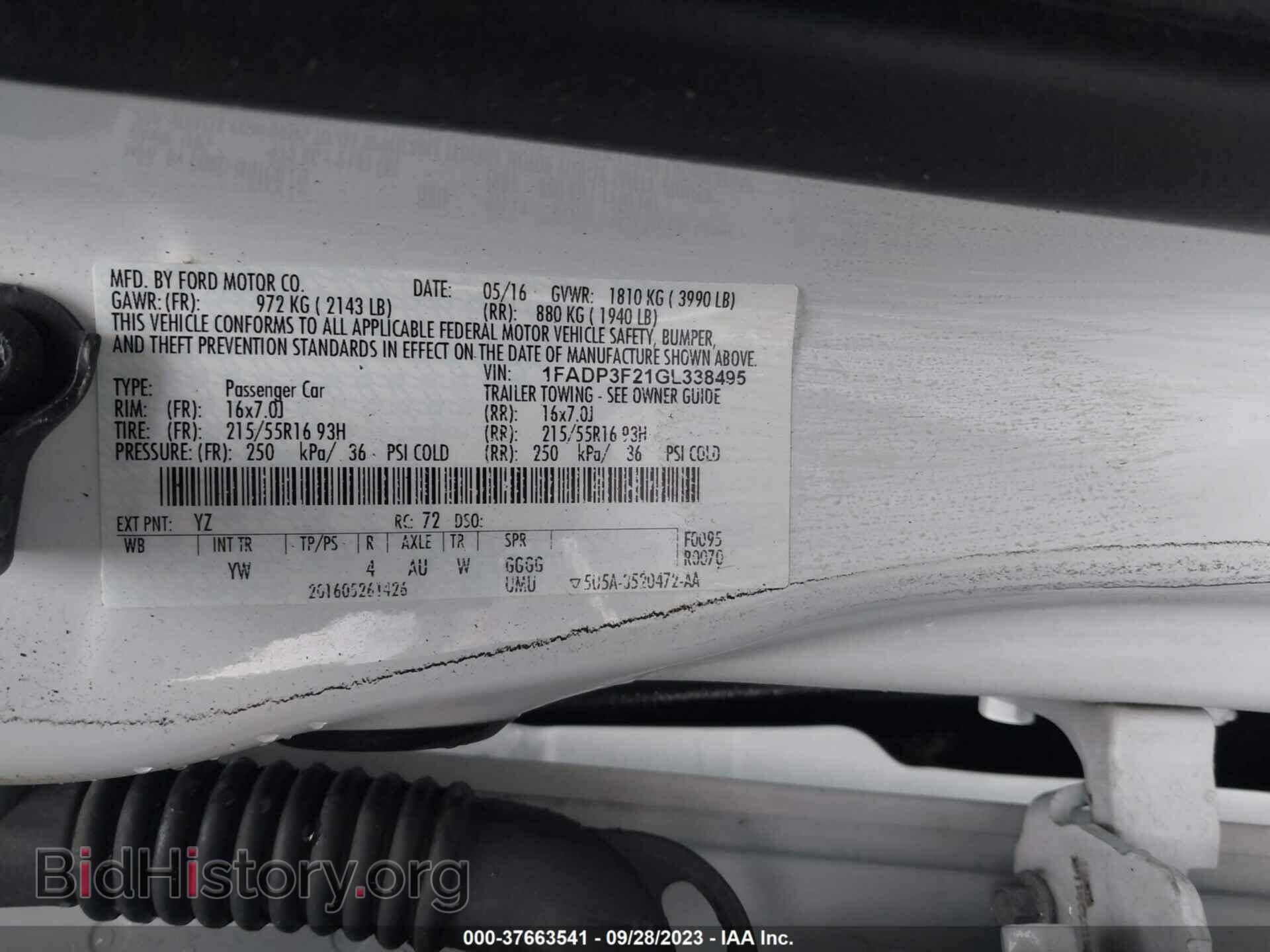 2016 FORD FOCUS - VIN: 1FADP3F21GL338495 - Фото 9
