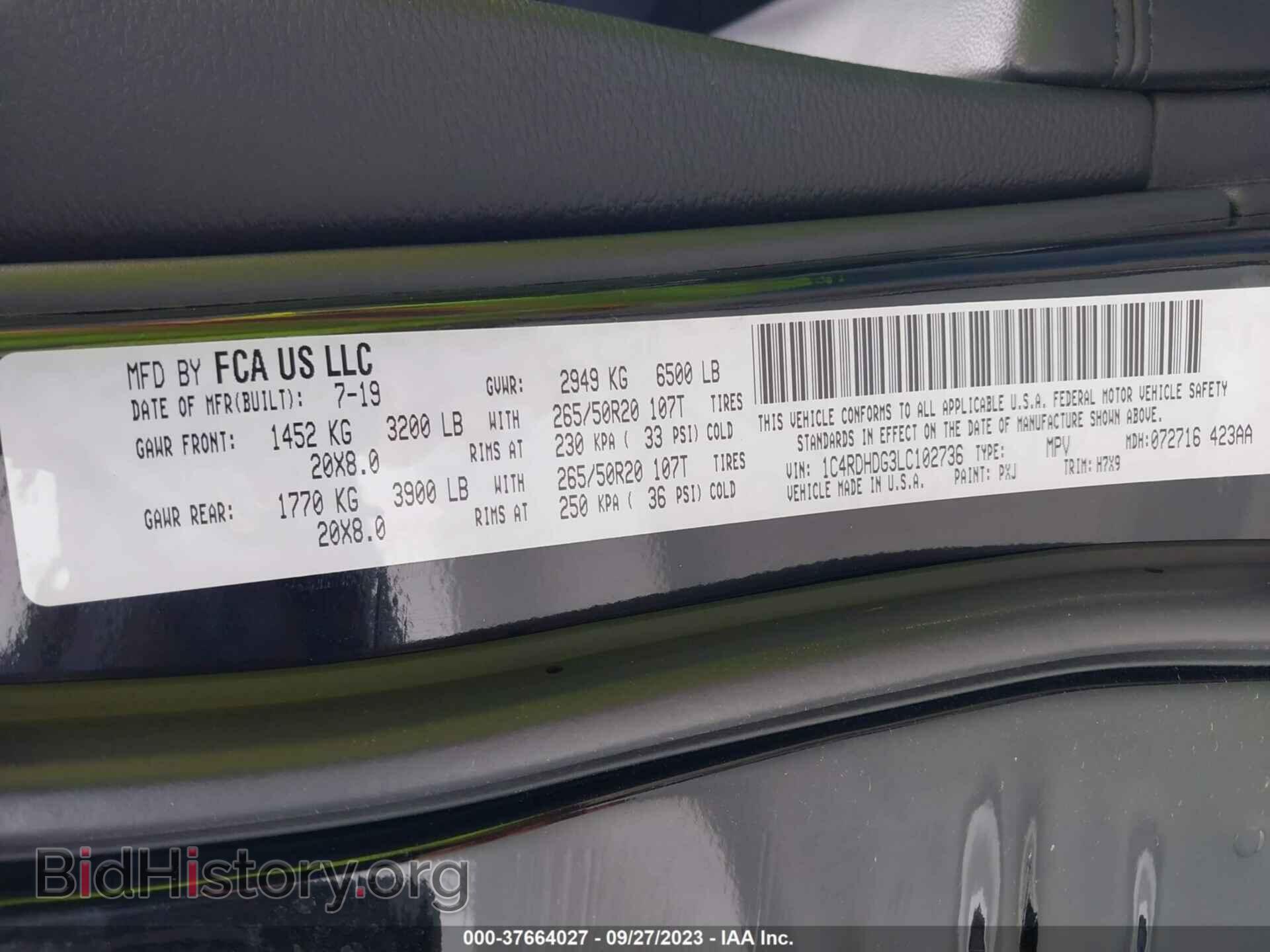 2020 DODGE DURANGO - VIN: 1C4RDHDG3LC102736 - Фото 9