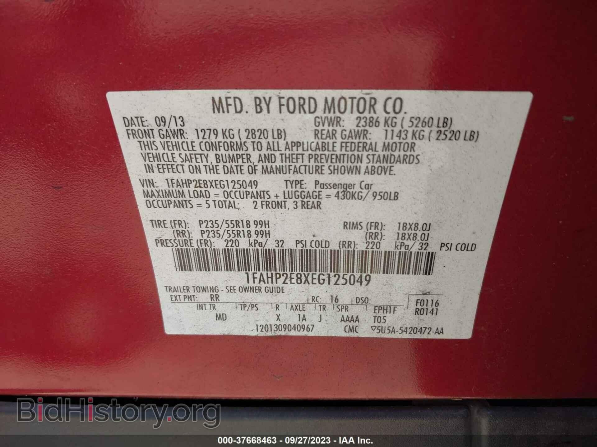 2014 FORD TAURUS - VIN: 1FAHP2E8XEG125049 - Photo 9