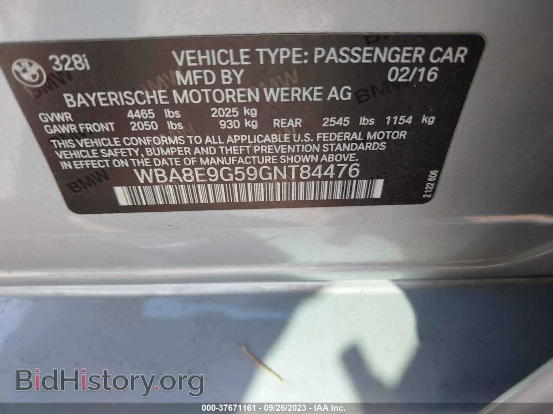2016 BMW 328I - VIN: WBA8E9G59GNT84476 - Фото 9