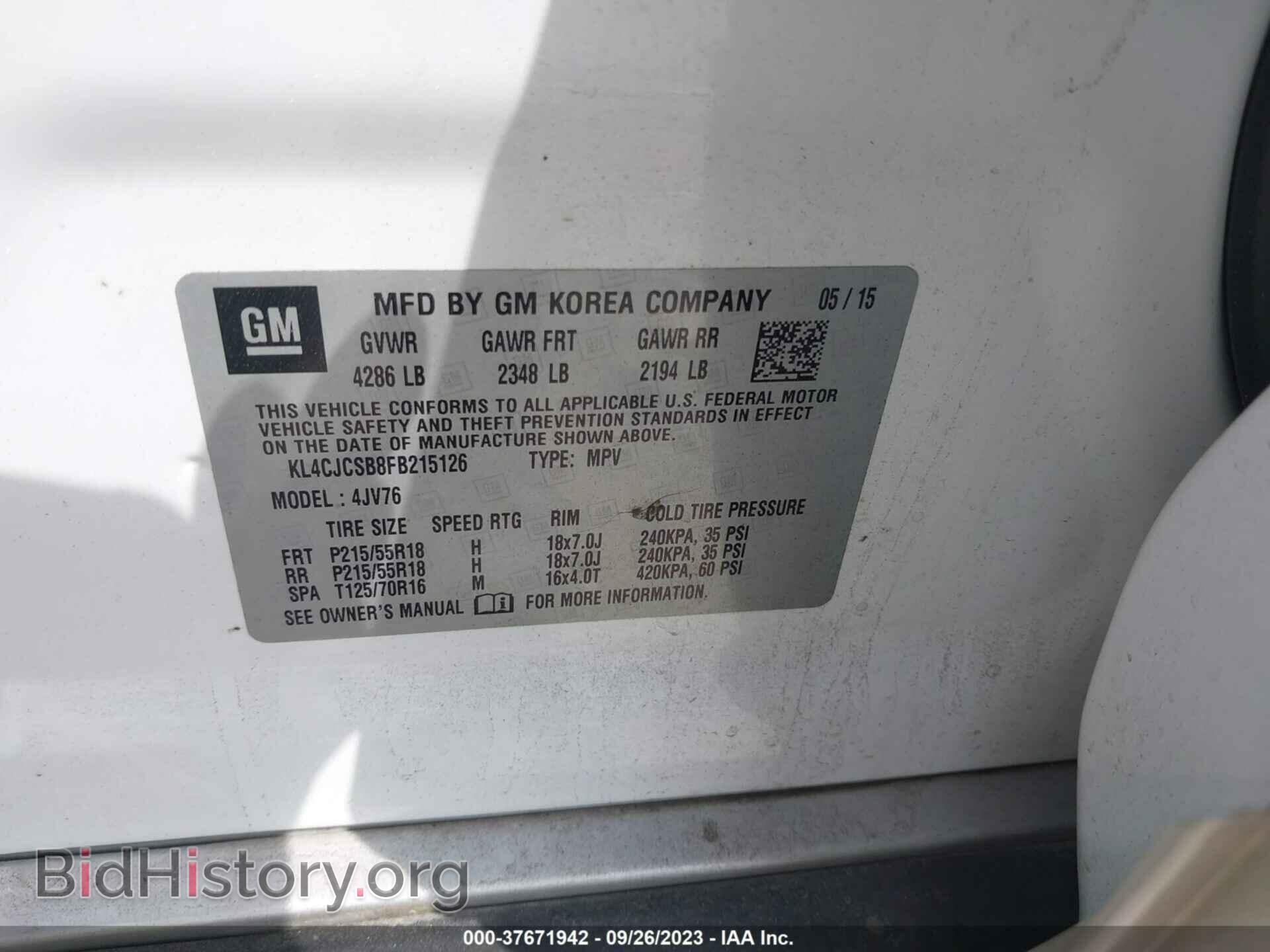 2015 BUICK ENCORE - VIN: KL4CJCSB8FB215126 - Photo 9