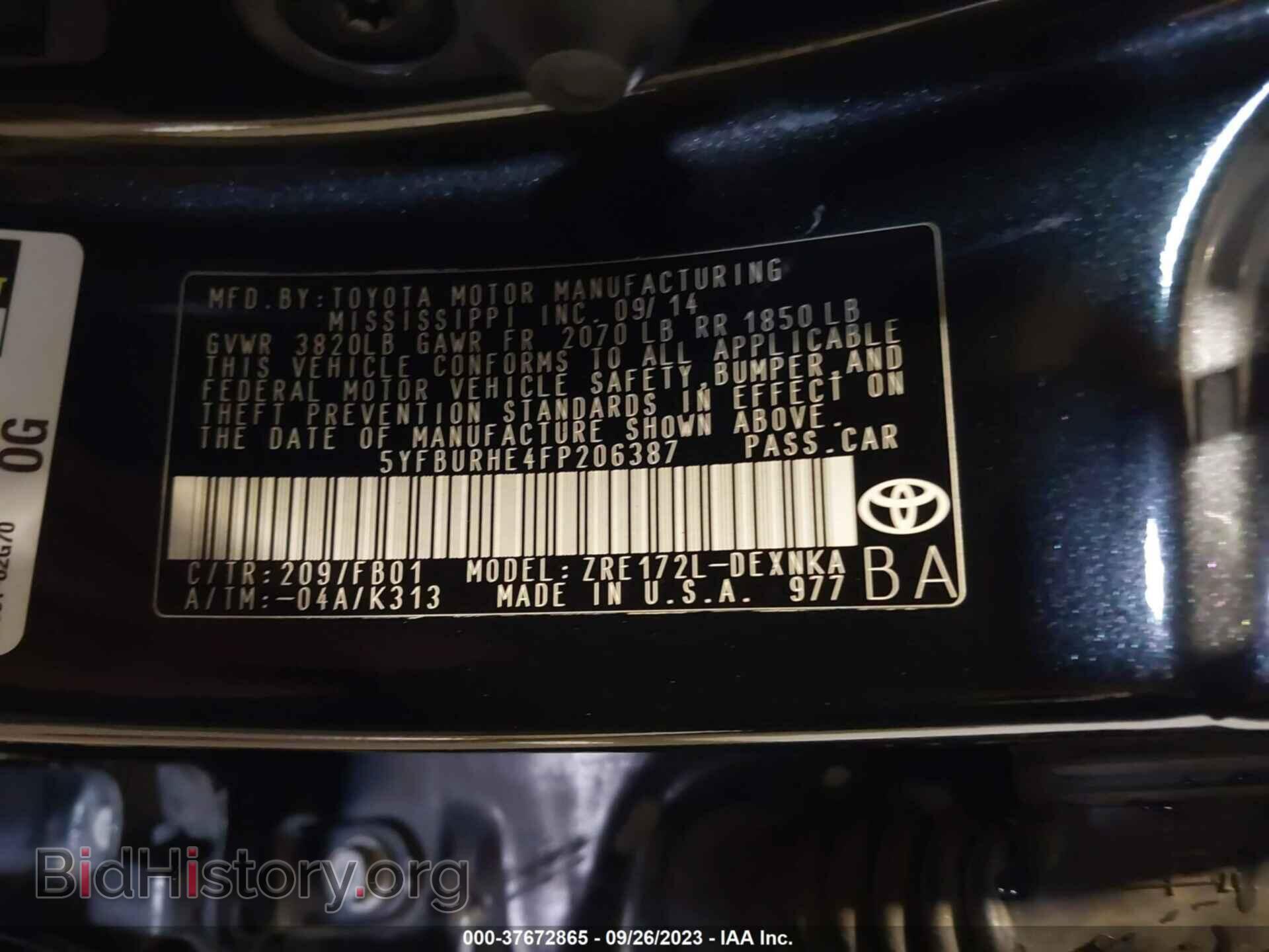 2015 TOYOTA COROLLA - VIN: 5YFBURHE4FP206387 - Photo 9