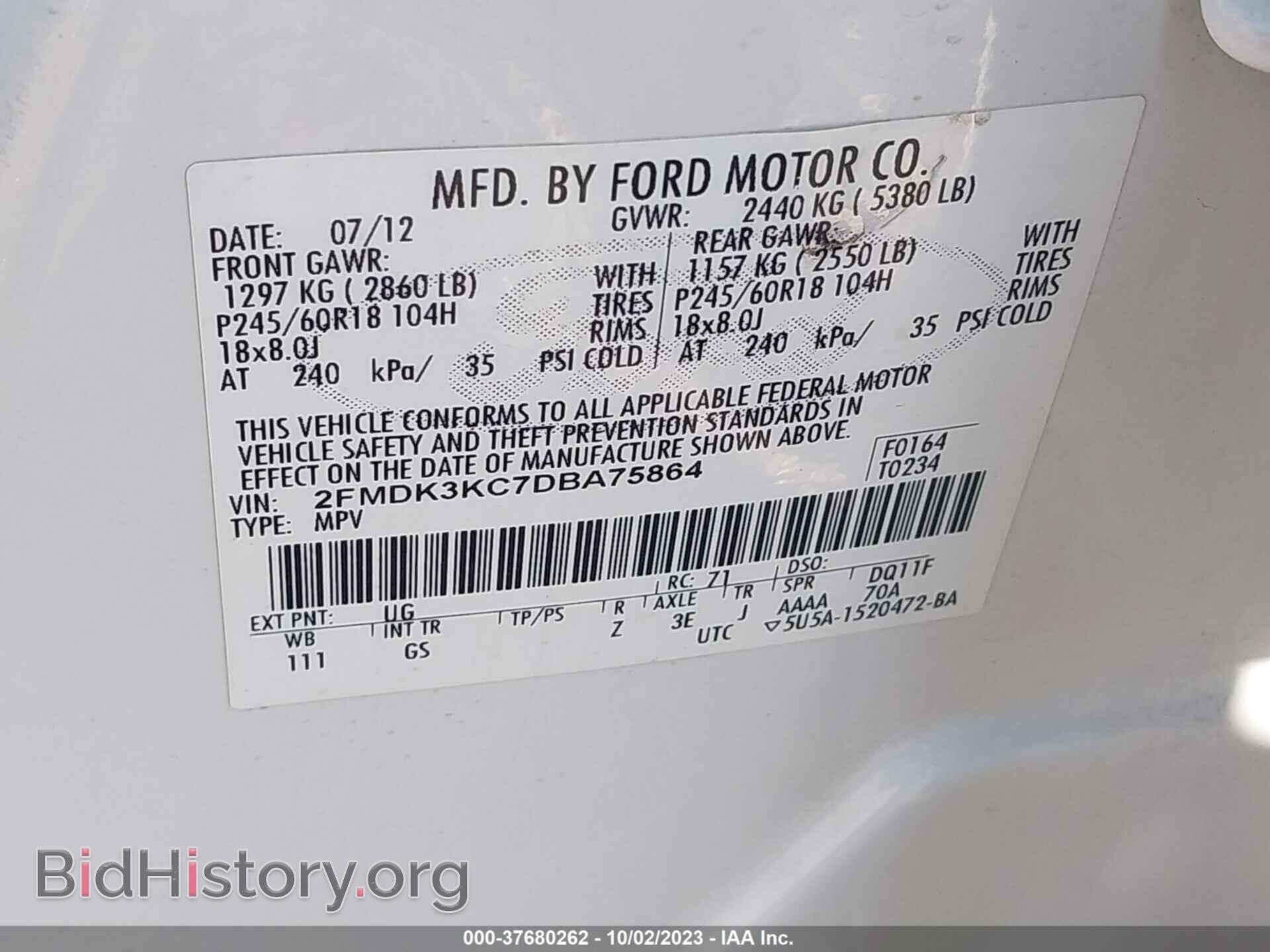 2013 FORD EDGE - VIN: 2FMDK3KC7DBA75864 - Фото 9