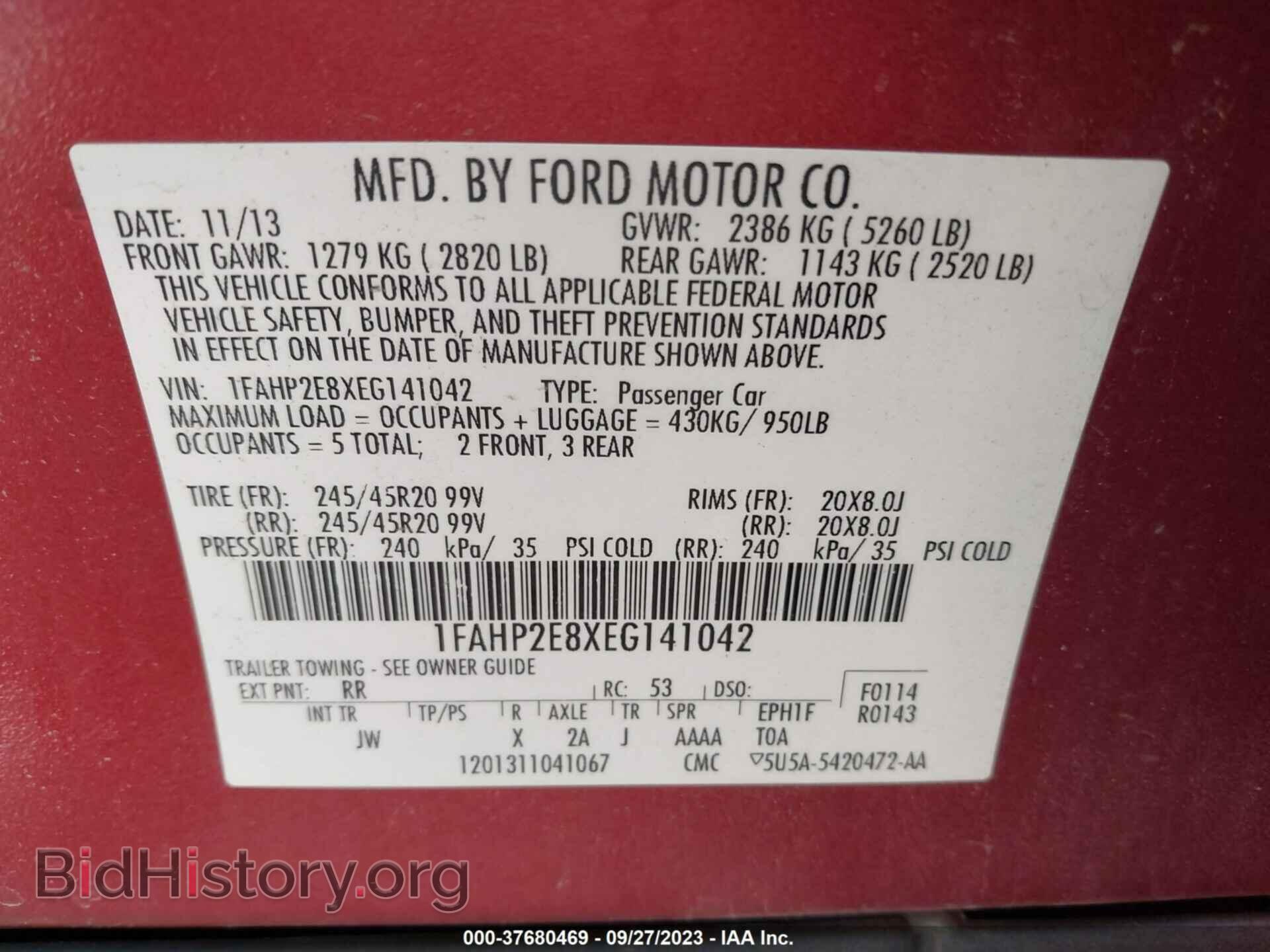 2014 FORD TAURUS - VIN: 1FAHP2E8XEG141042 - Фото 9