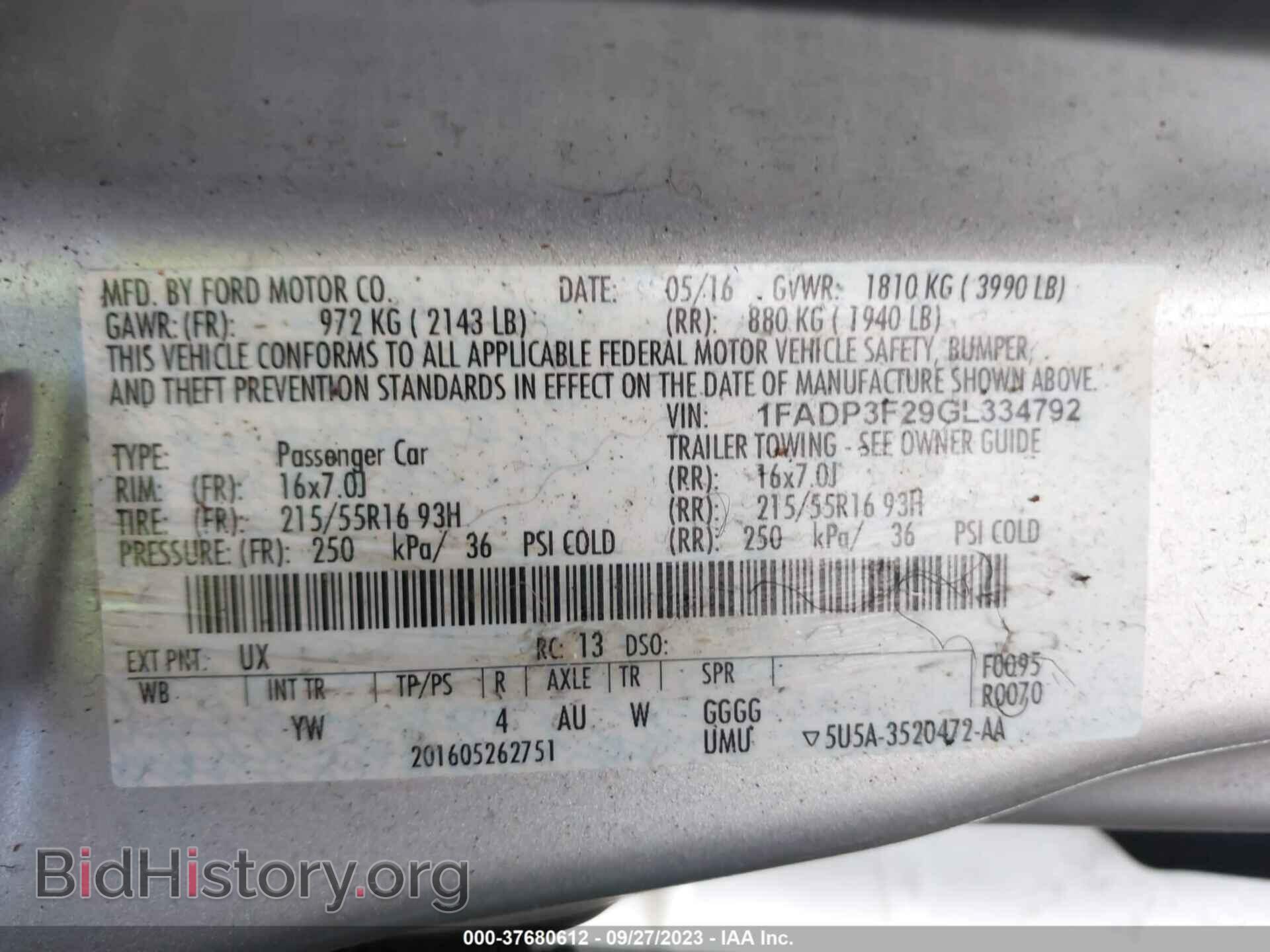 2016 FORD FOCUS - VIN: 1FADP3F29GL334792 - Фото 9