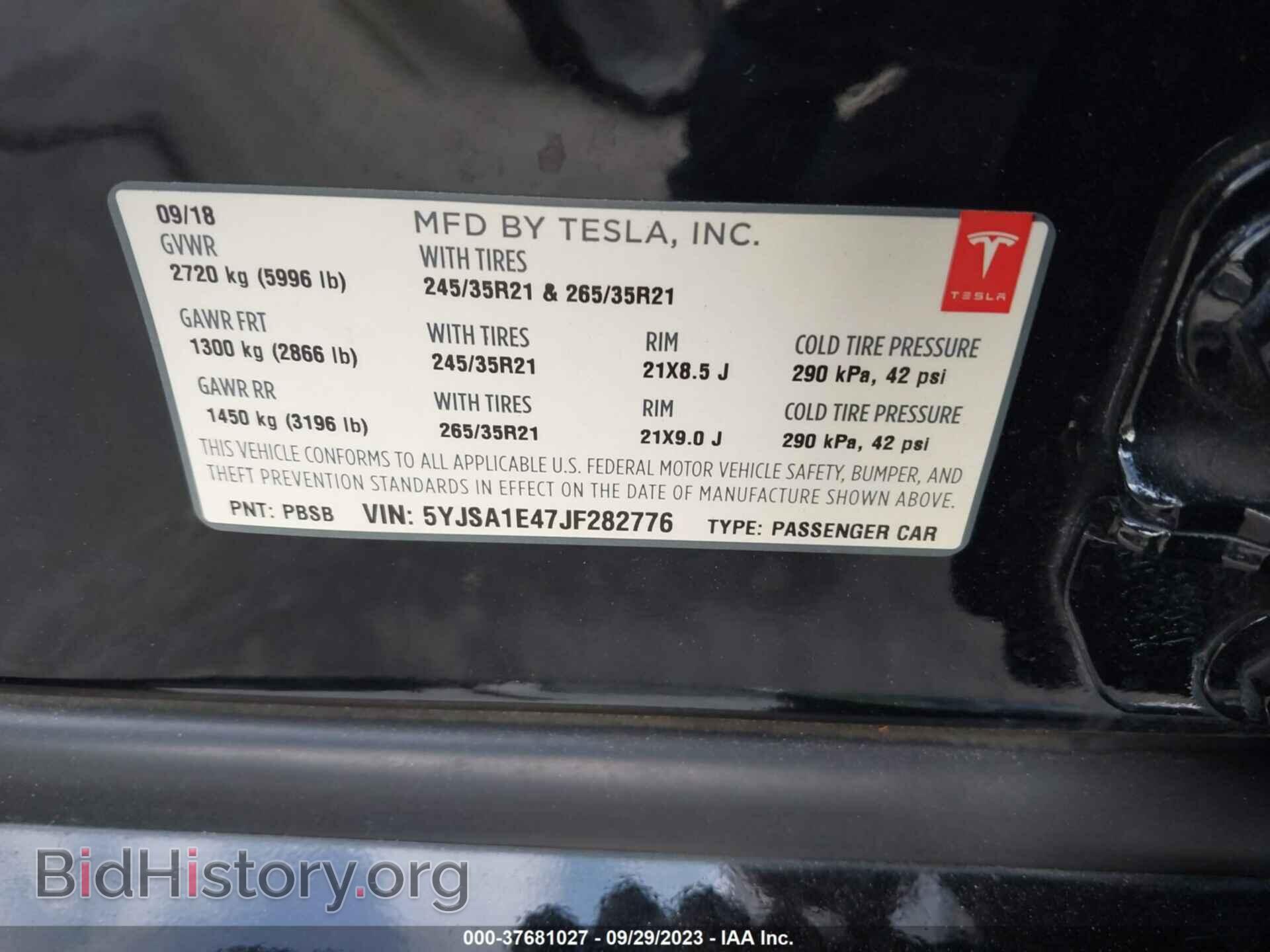 2018 TESLA MODEL S - VIN: 5YJSA1E47JF282776 - Photo 9