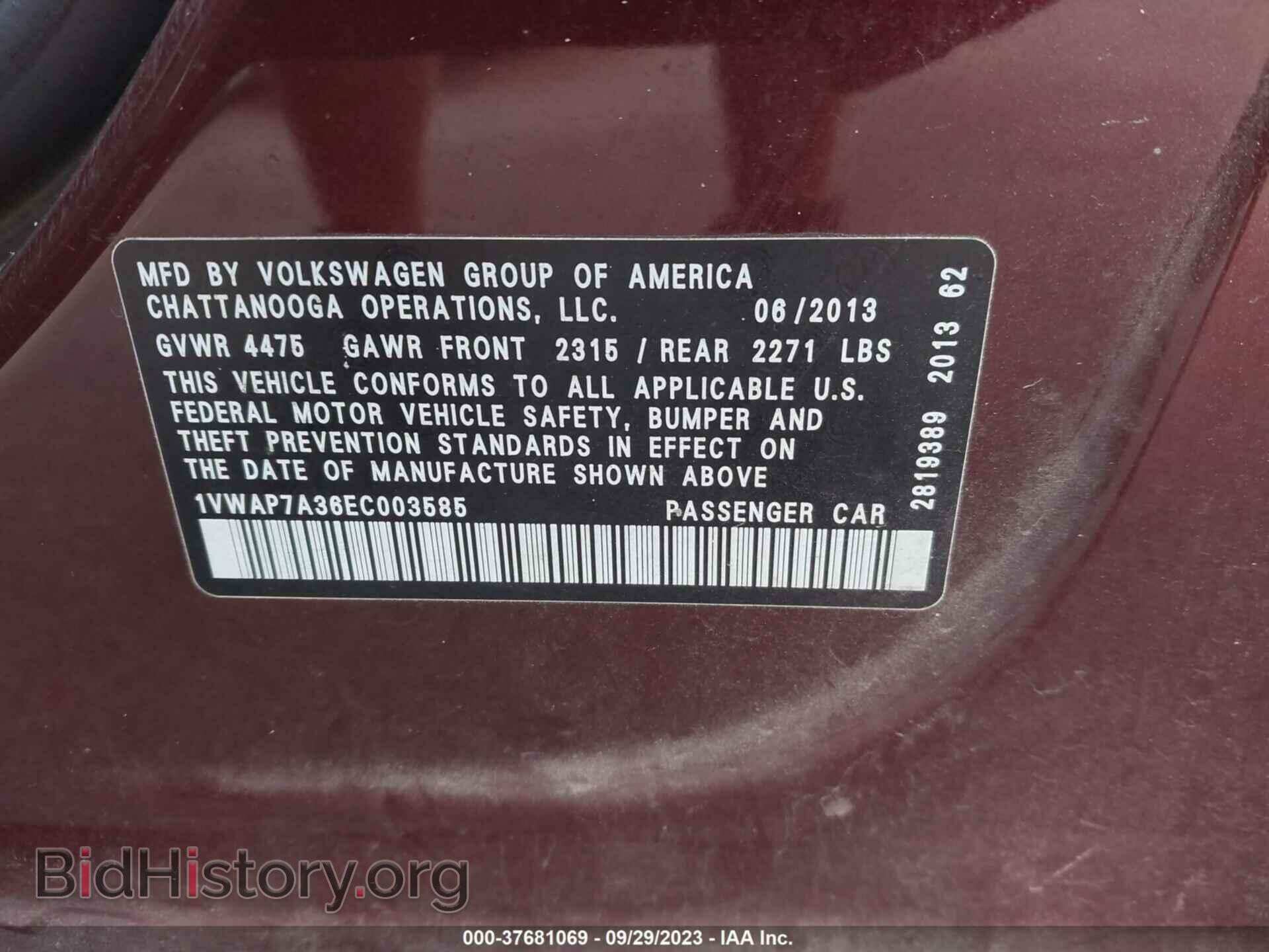 2014 VOLKSWAGEN PASSAT - VIN: 1VWAP7A36EC003585 - Photo 9