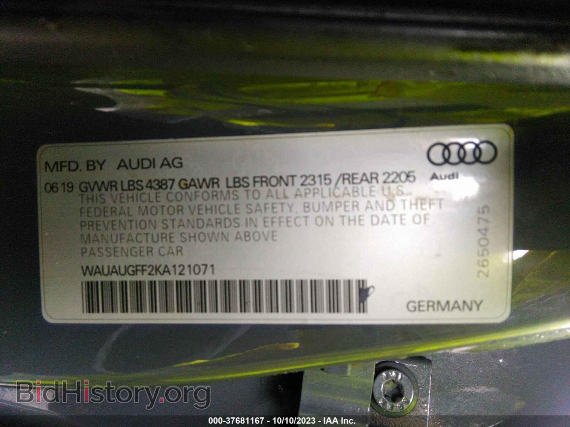2019 AUDI A3 - VIN: WAUAUGFF2KA121071 - Фото 9