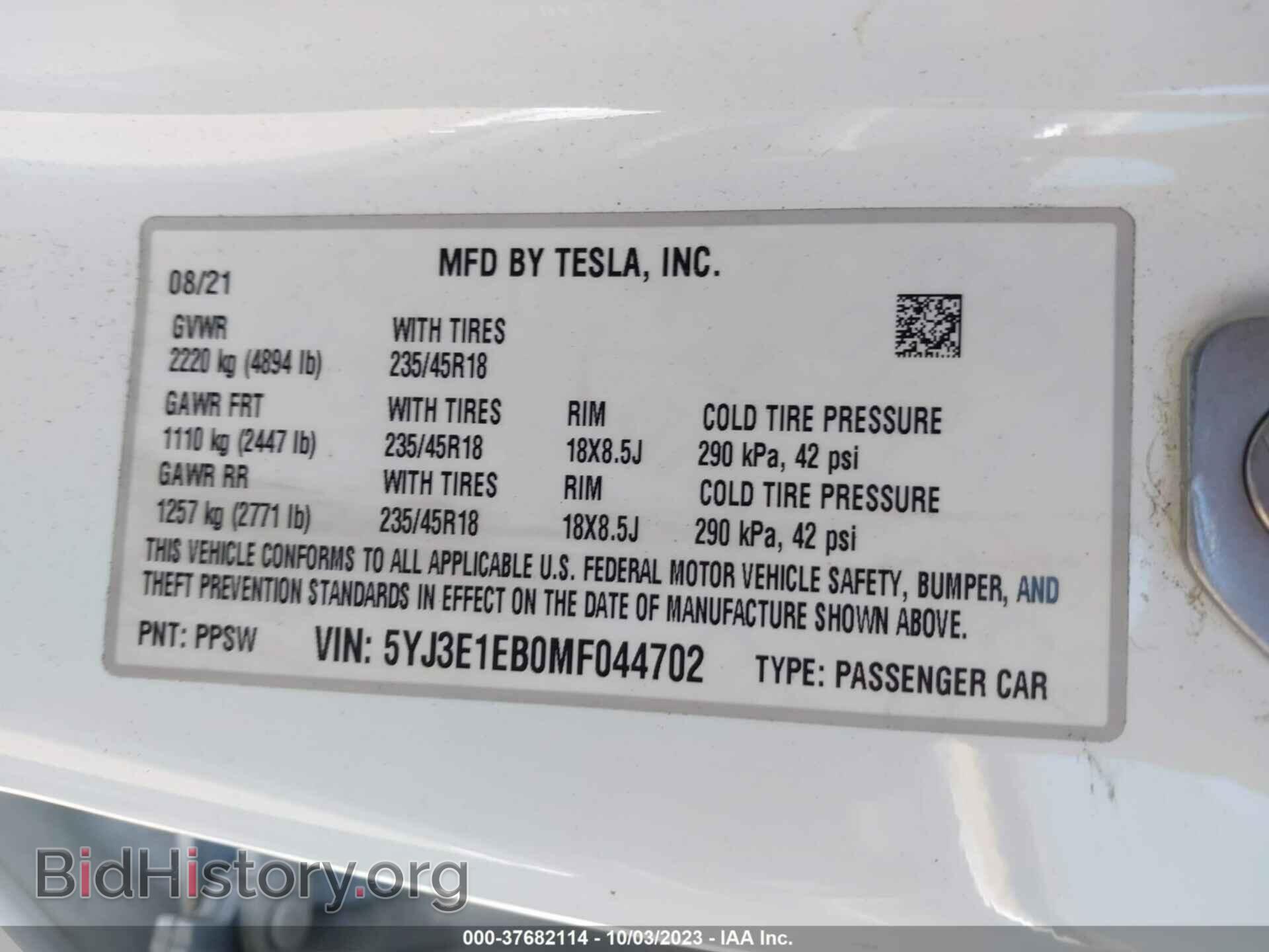 2021 TESLA MODEL 3 - VIN: 5YJ3E1EB0MF044702 - Photo 9