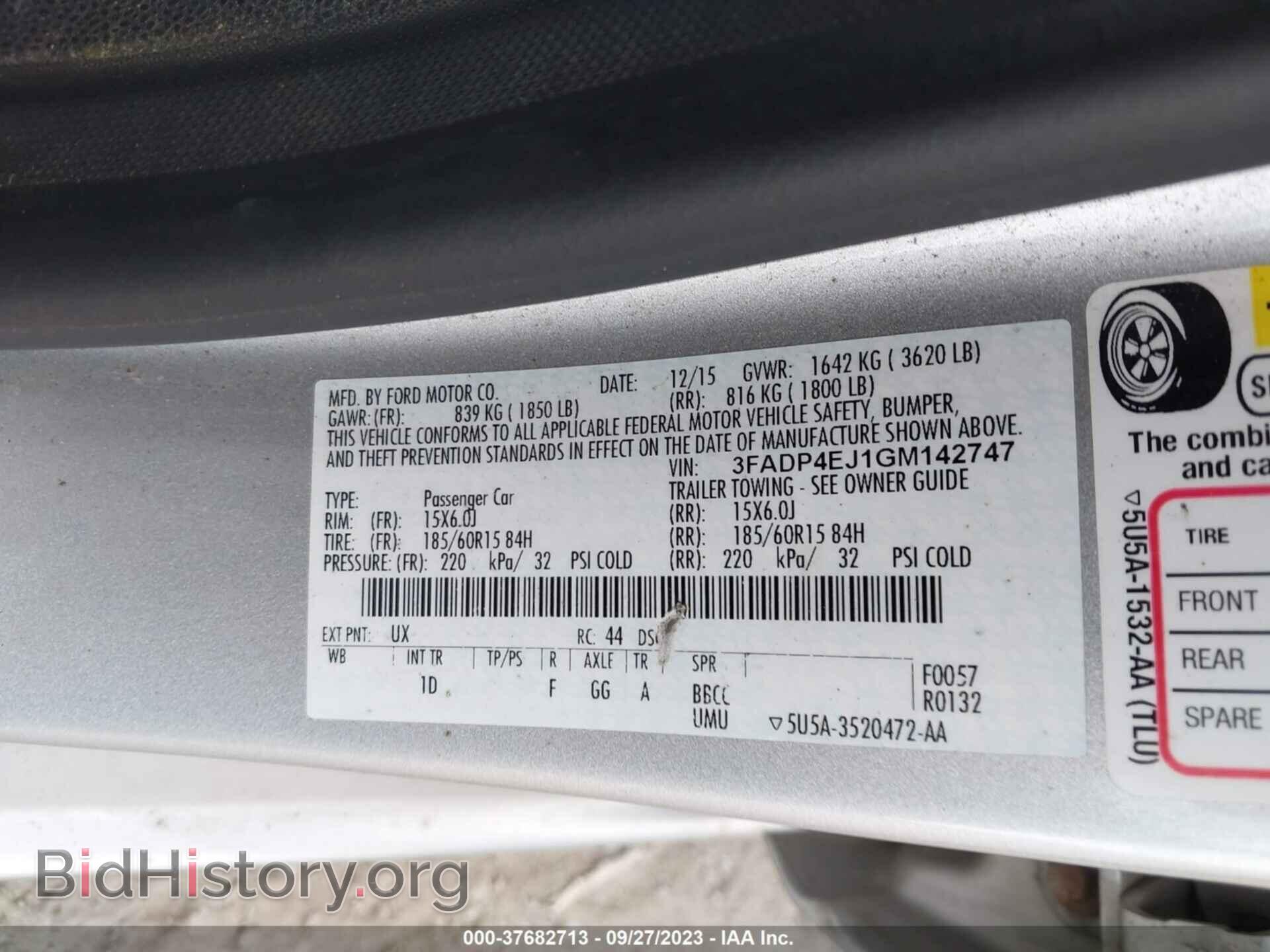 2016 FORD FIESTA - VIN: 3FADP4EJ1GM142747 - Фото 9