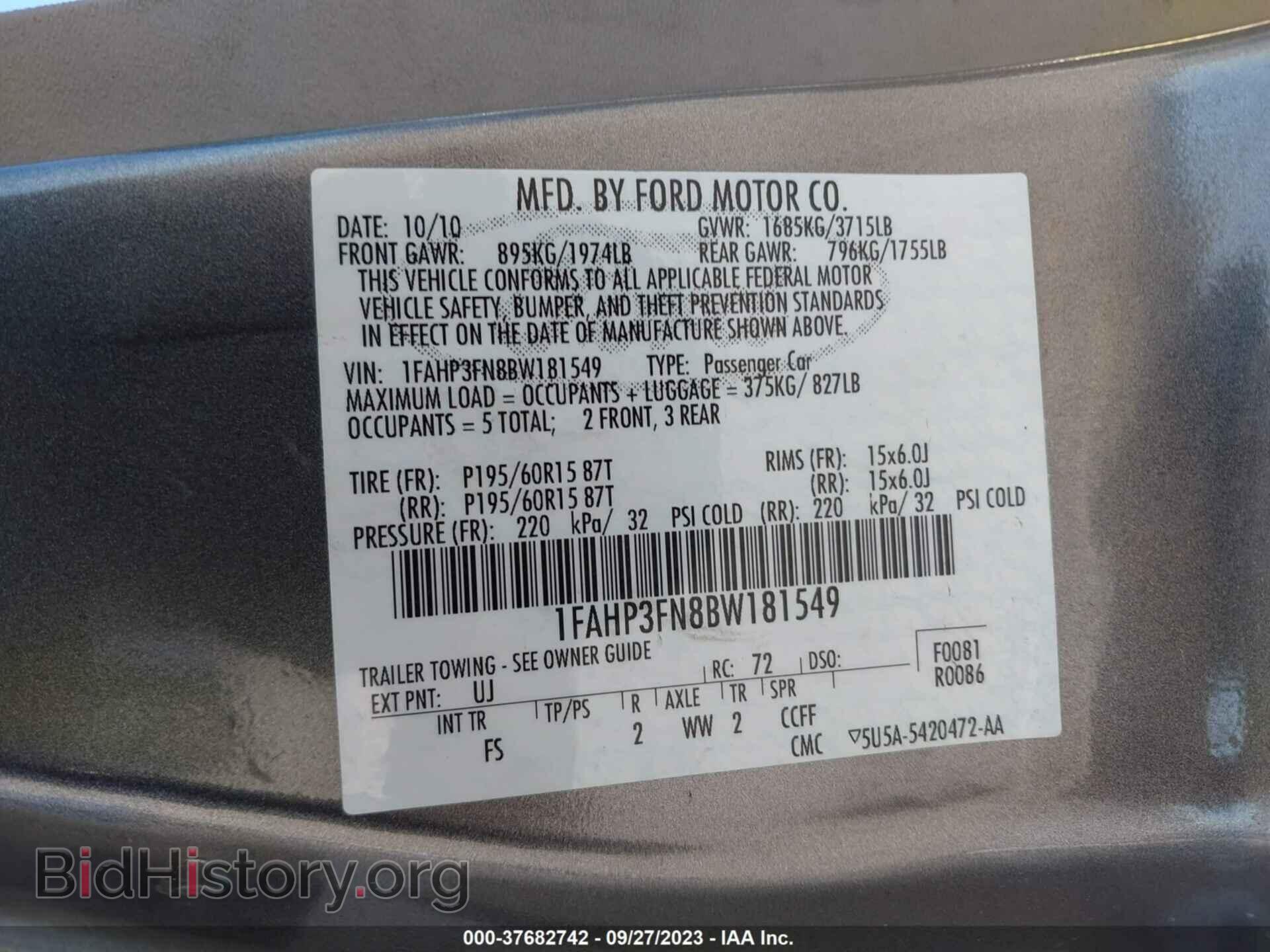 2011 FORD FOCUS - VIN: 1FAHP3FN8BW181549 - Photo 9