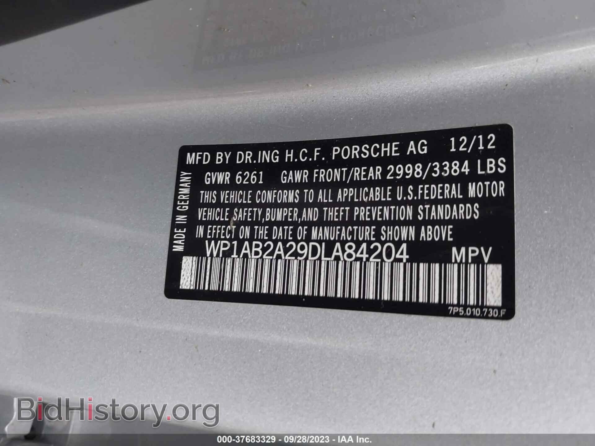 2013 PORSCHE CAYENNE - VIN: WP1AB2A29DLA84204 - Фото 9